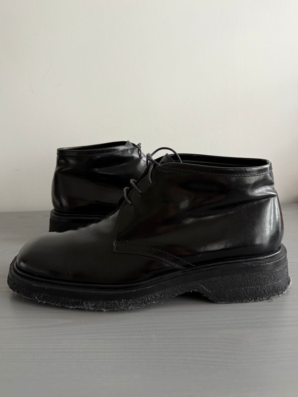 Prada 1999 Crepe Sole Square Toe Leather Chukka Boots - Size US9