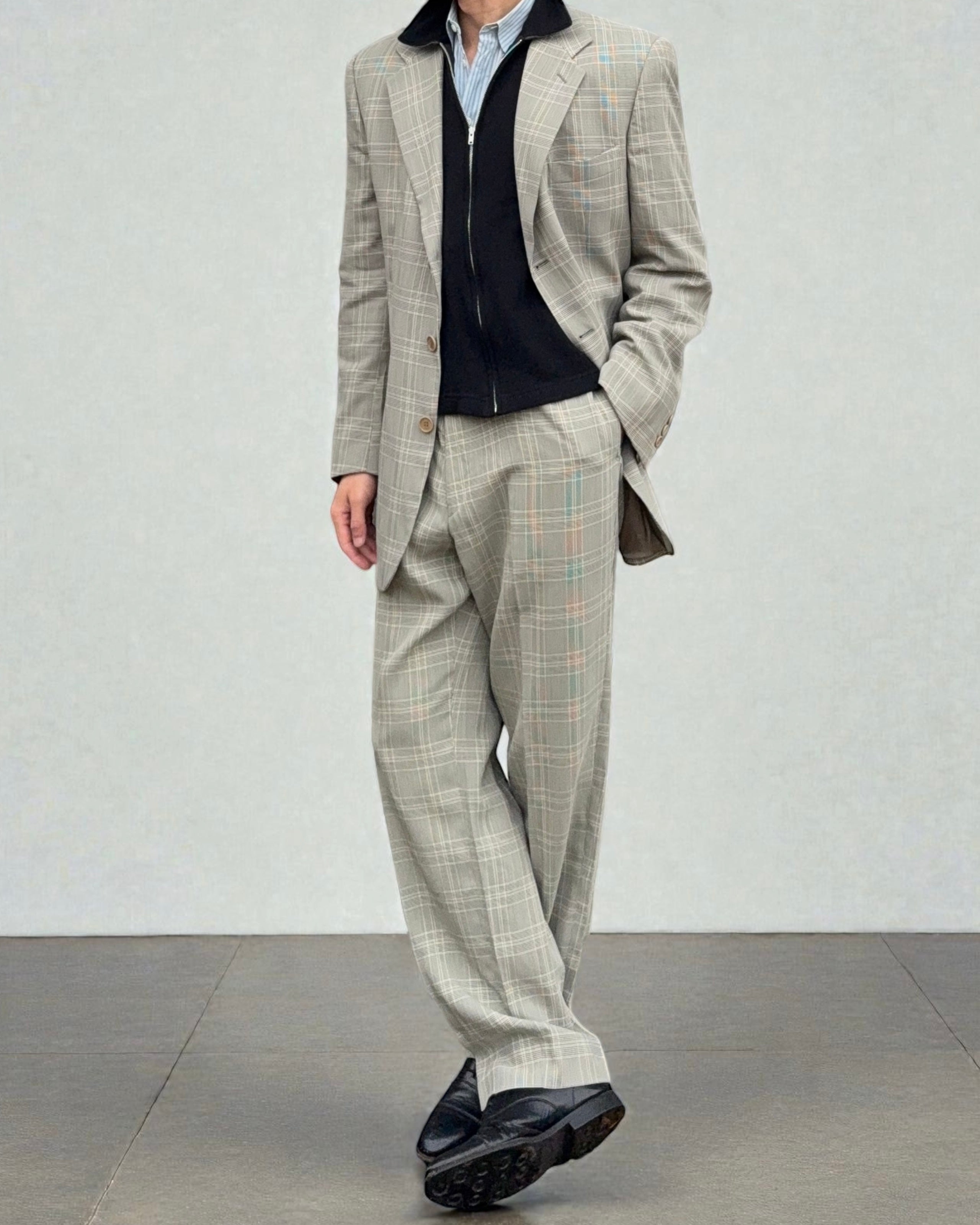 Emporio Armani 1990s Prince Of Wales Check 3B Suit - Size XL Jacket / 36" Waist