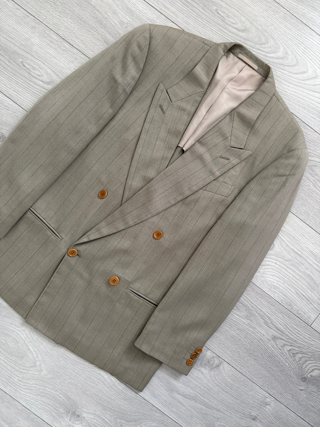 Emporio Armani 1990s Peaked Lapel Double Breasted Lightweight Wool Sports Jacket Blazer - Size M