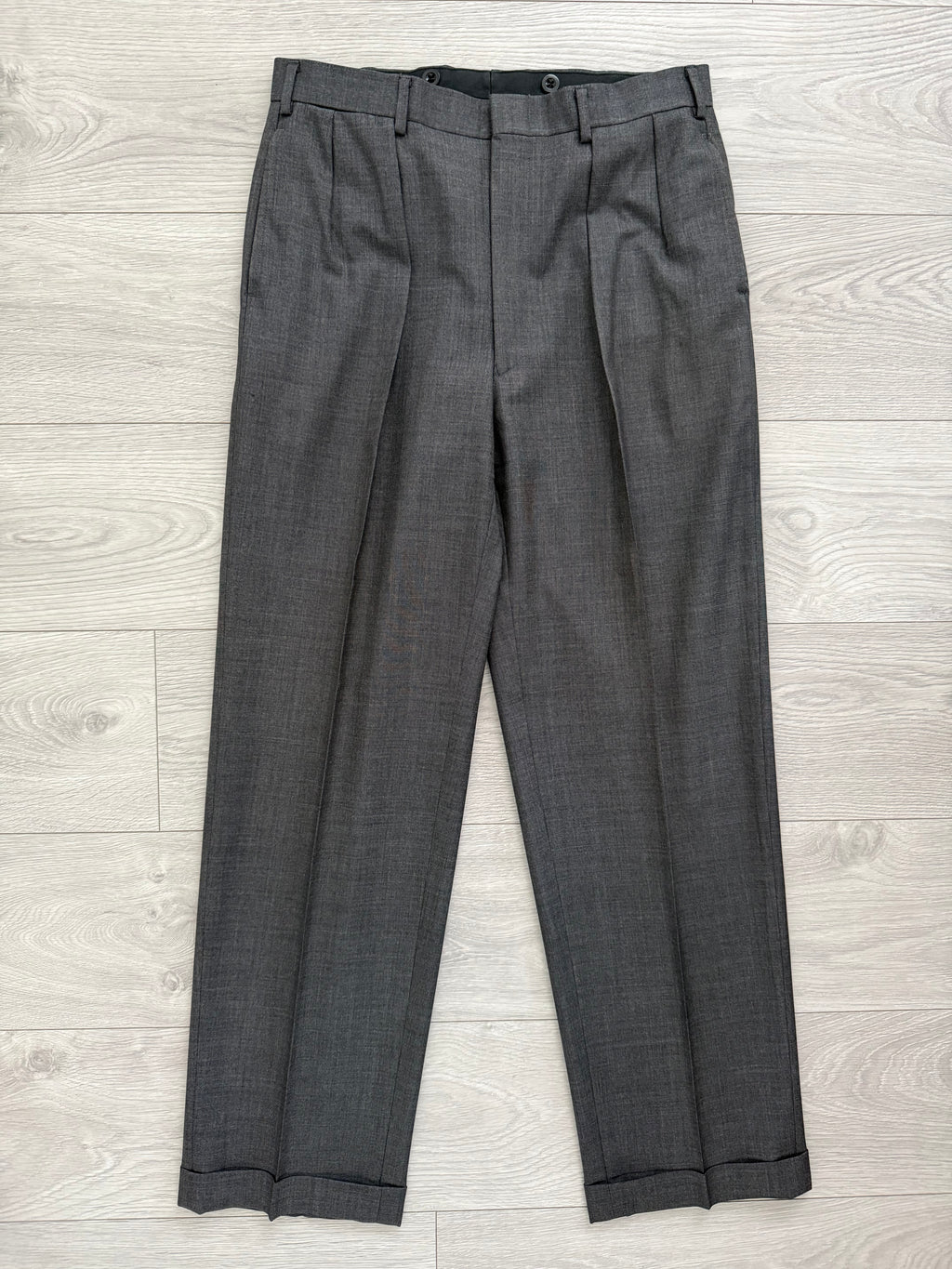 Ralph Lauren 1990s 2B Wool Grey Double-Pleated Suit - Size M Jacket / 32" Waist