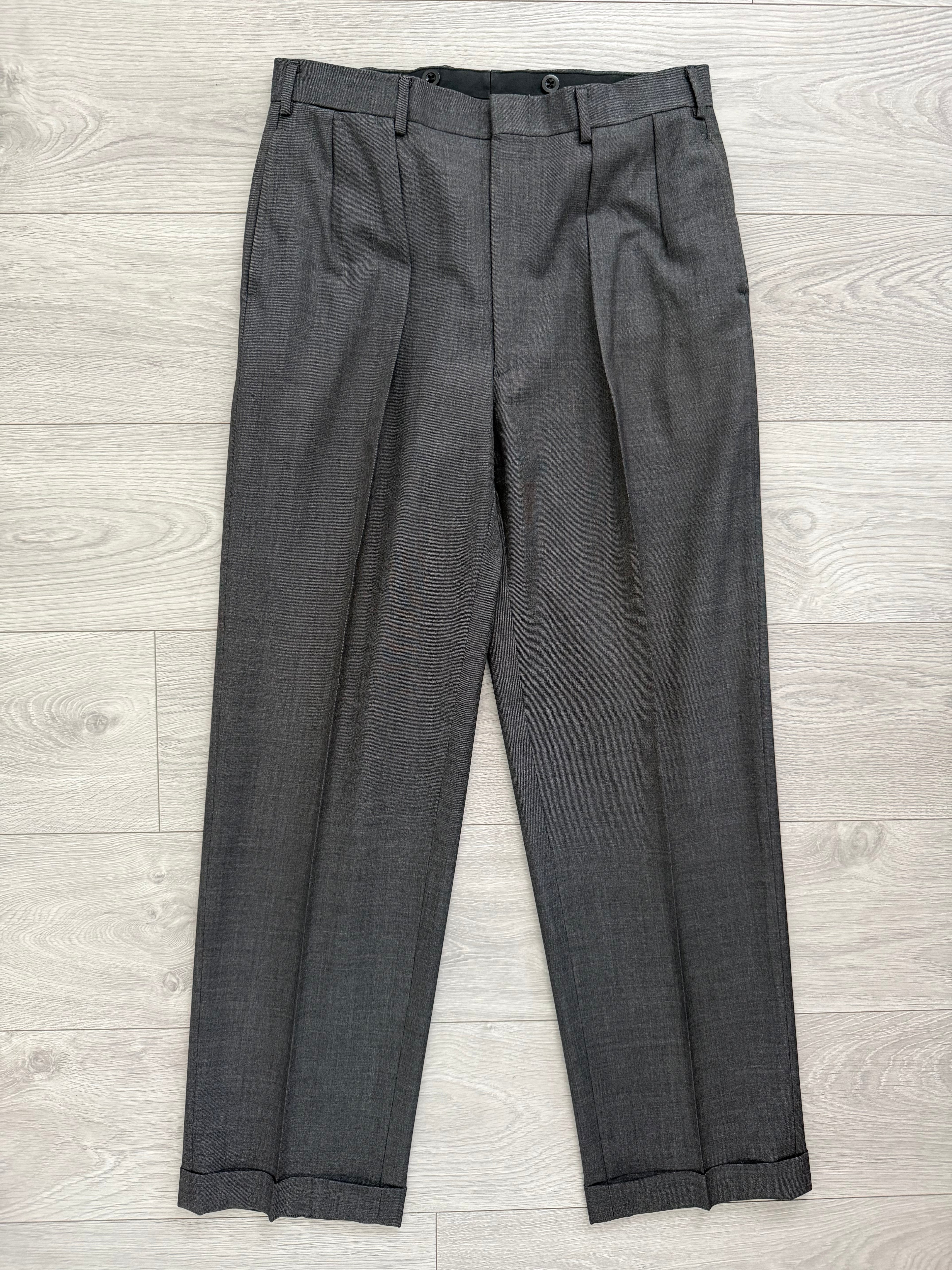 Ralph Lauren 1990s 2B Wool Grey Double-Pleated Suit - Size M Jacket / 32" Waist