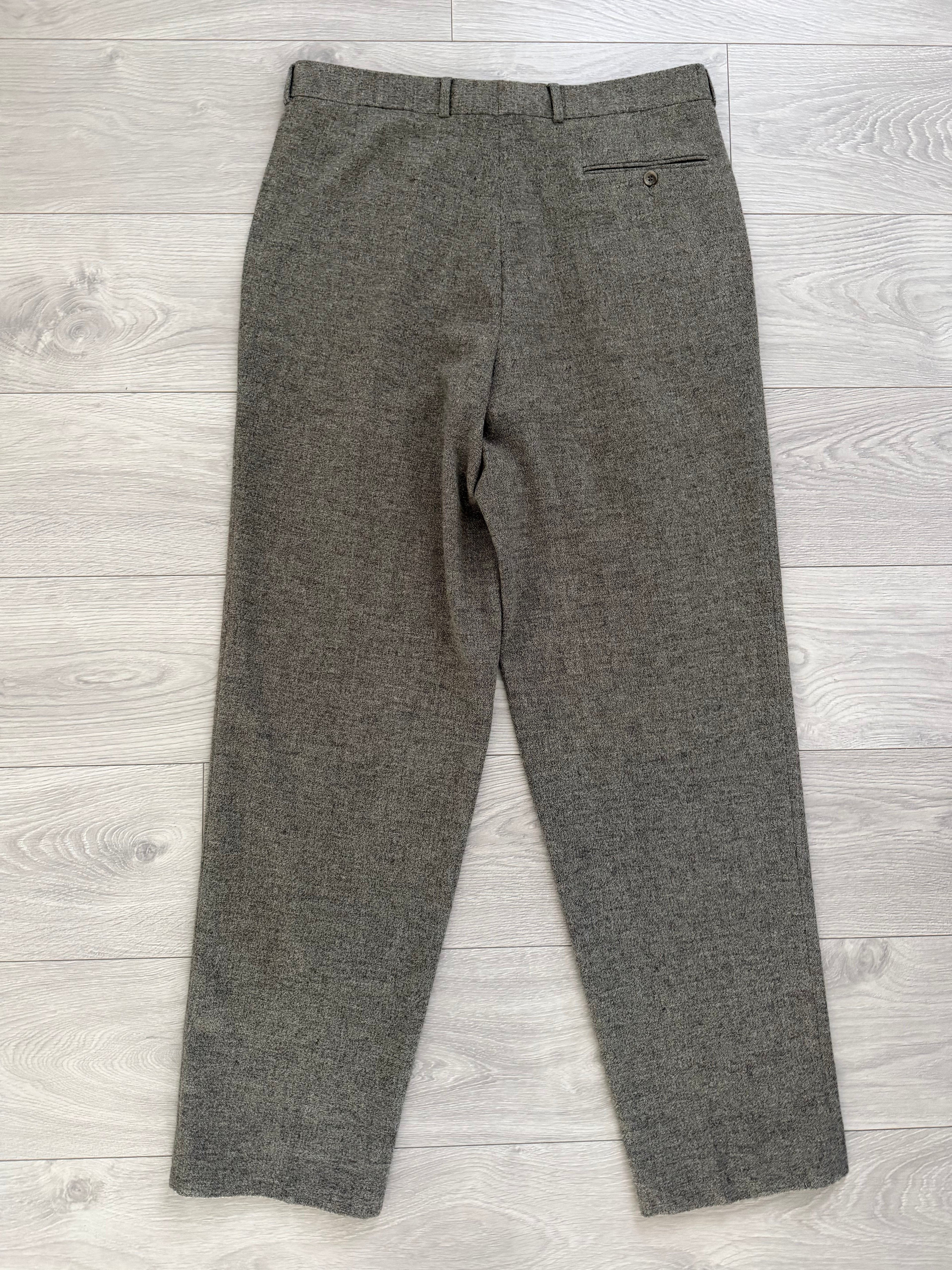 Hugo Boss 1980s Draped Double Pleat Melange Fabric Wool Pants - Size 36" Waist