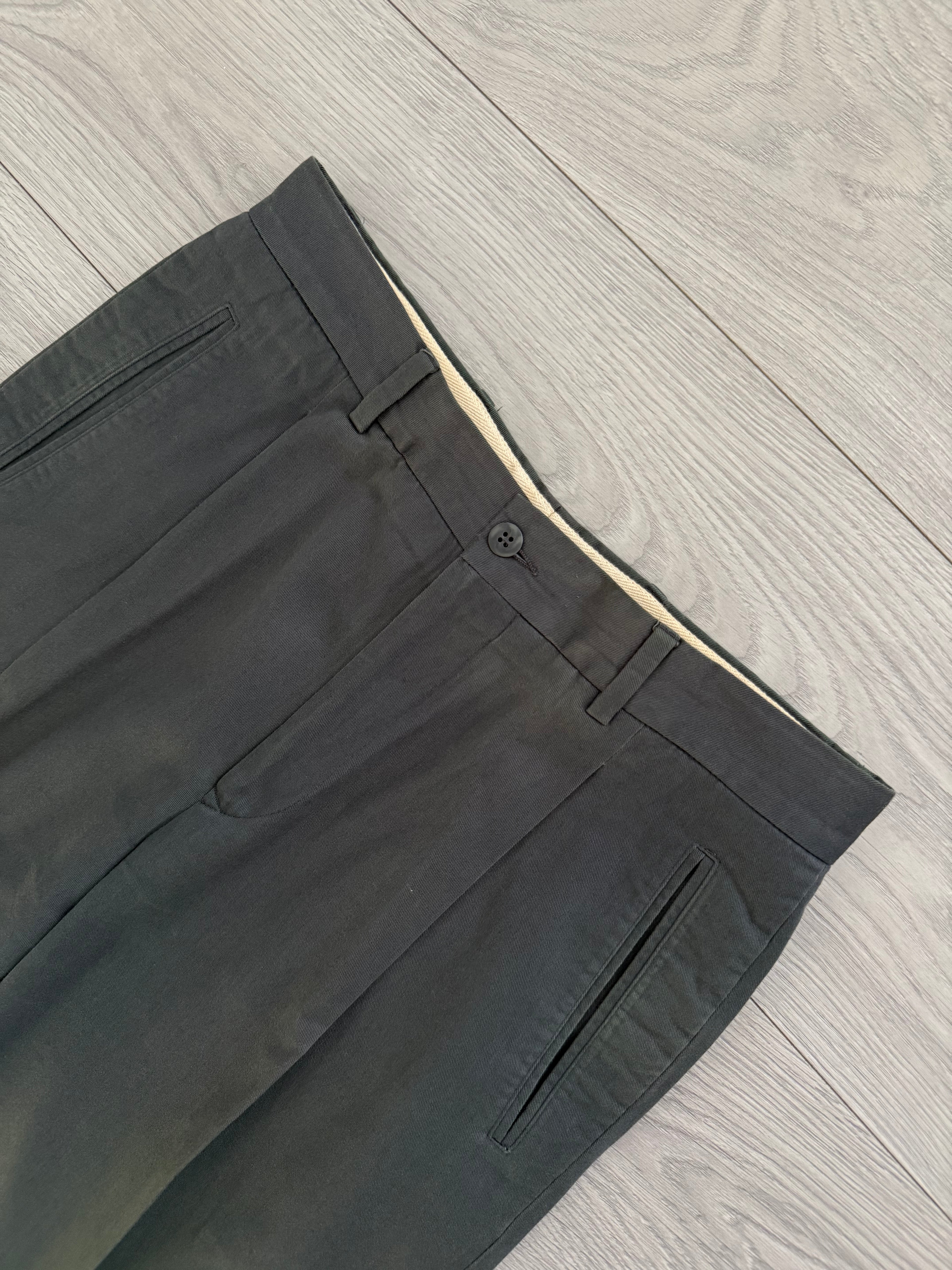 Armani 2000s Pleated Cotton Green Pants - Size 30" Waist
