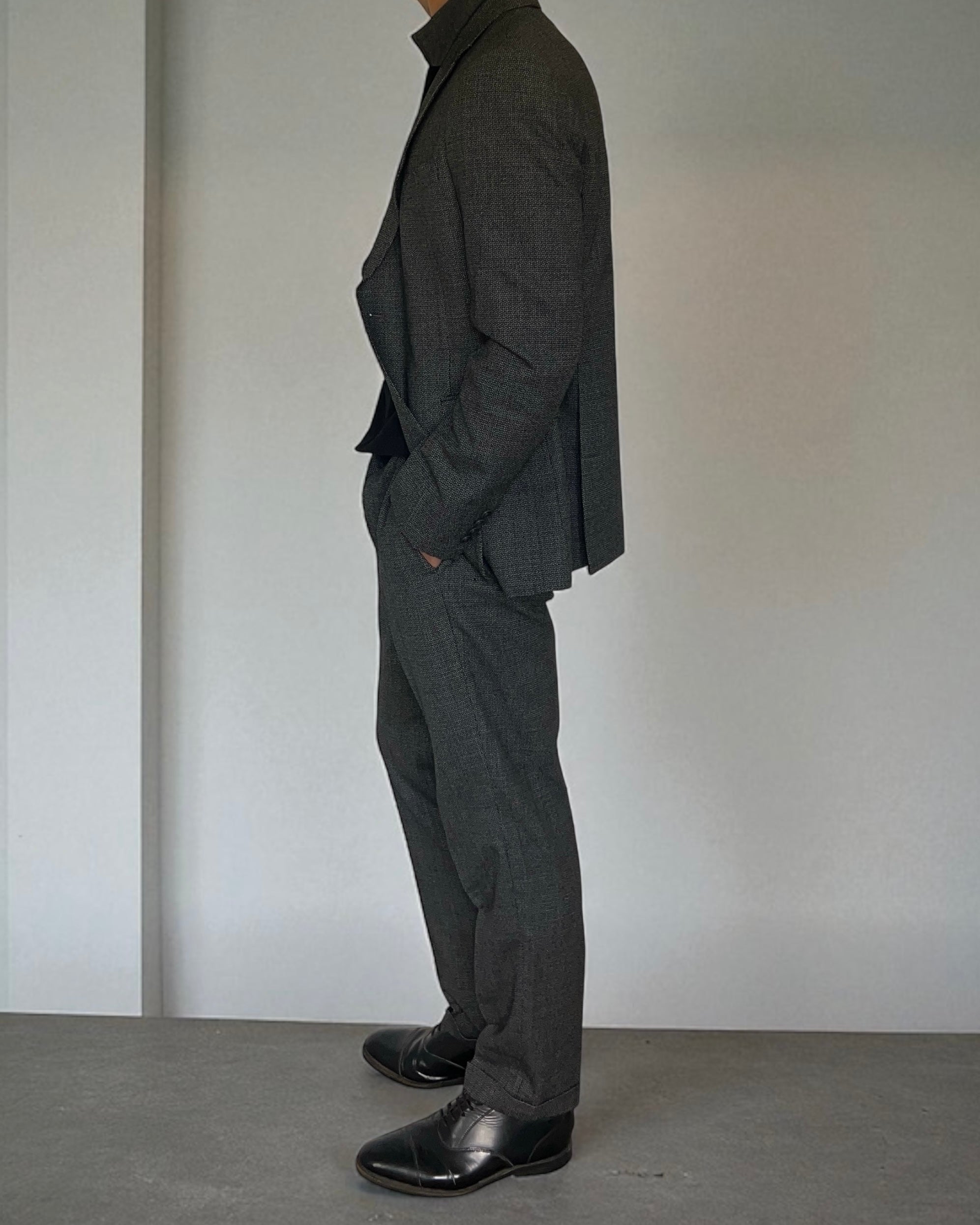 Emporio Armani Textured Wool Grey Suit - Size L Jacket / 34" Waist