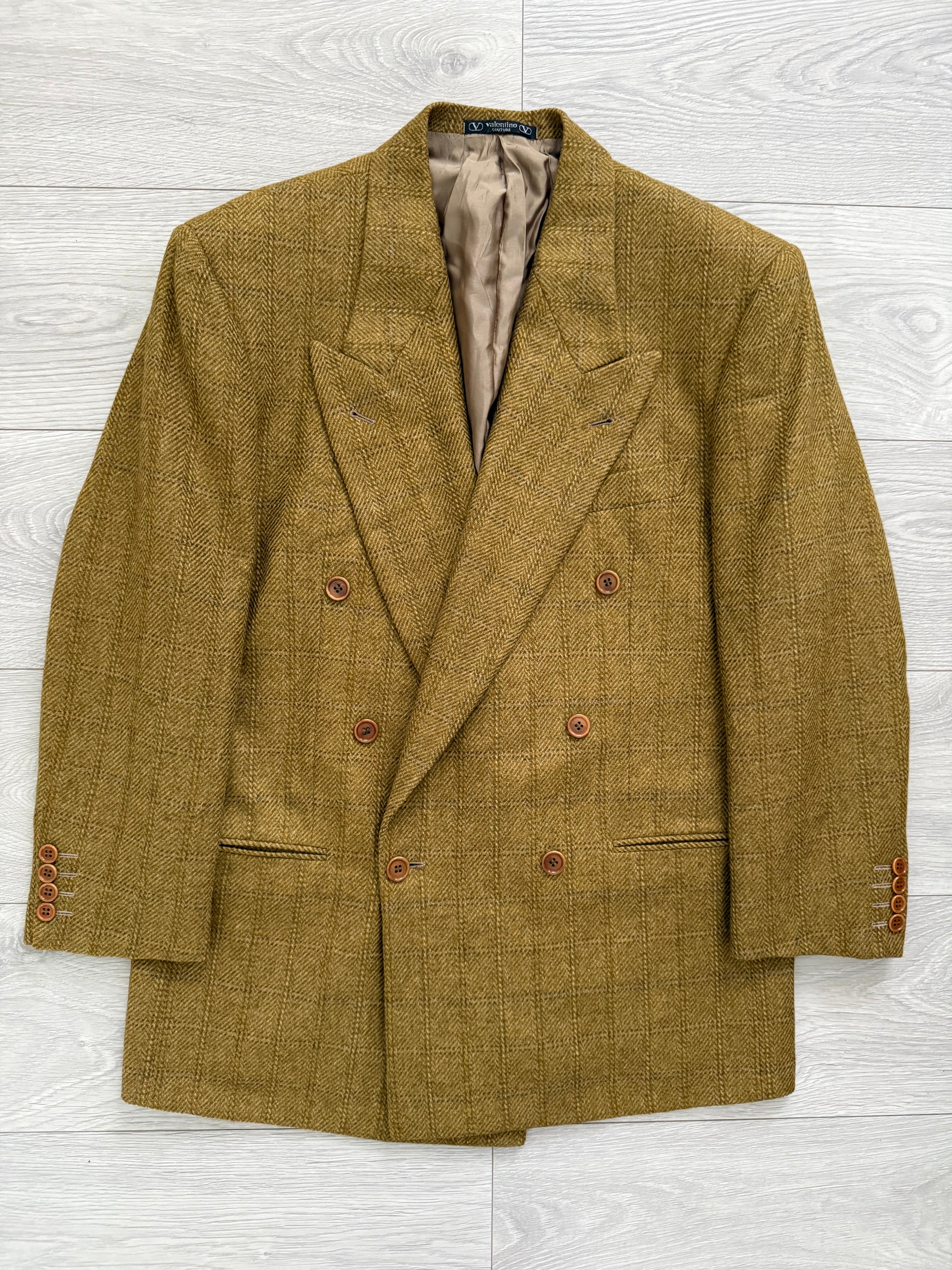 Valentino 1980s Peaked Lapel Double Breasted Wool Jacket  - Size M