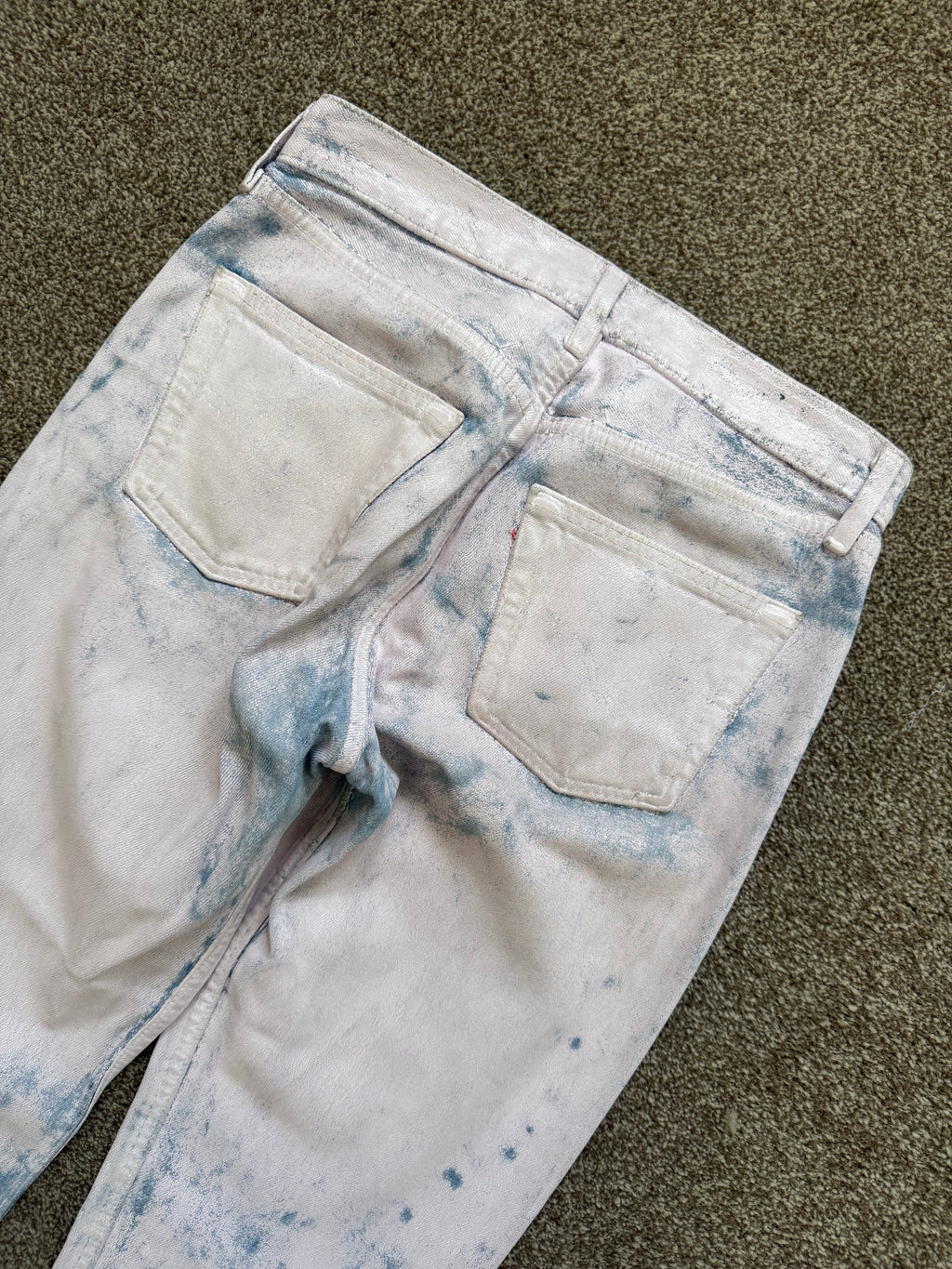 Maison Martin Margiela Artisanal Line (0) SS2000 Pink Painted Denim Jeans - Size 29" Waist