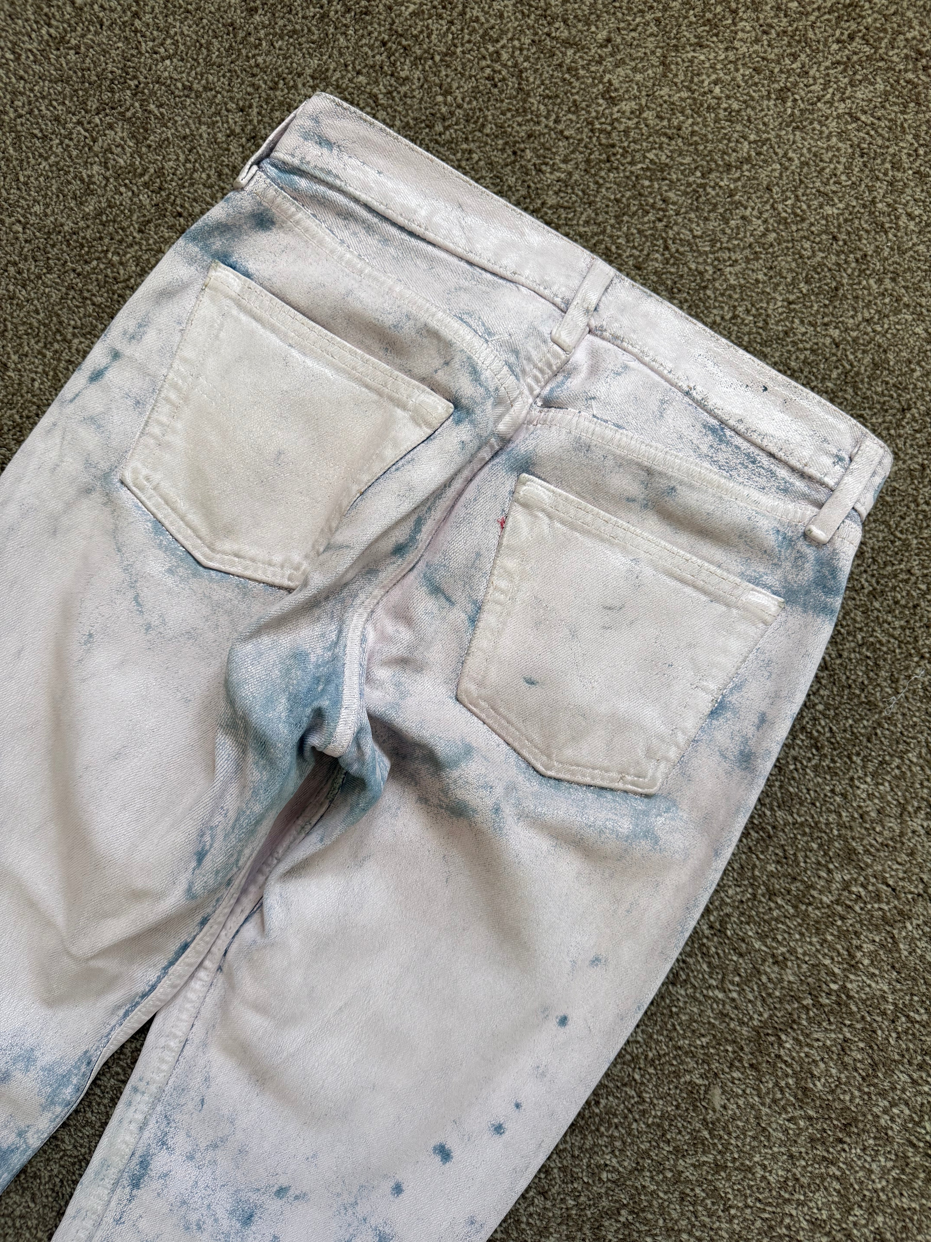 Maison Martin Margiela Artisanal Line (0) SS2000 Pink Painted Denim Jeans - Size 29" Waist
