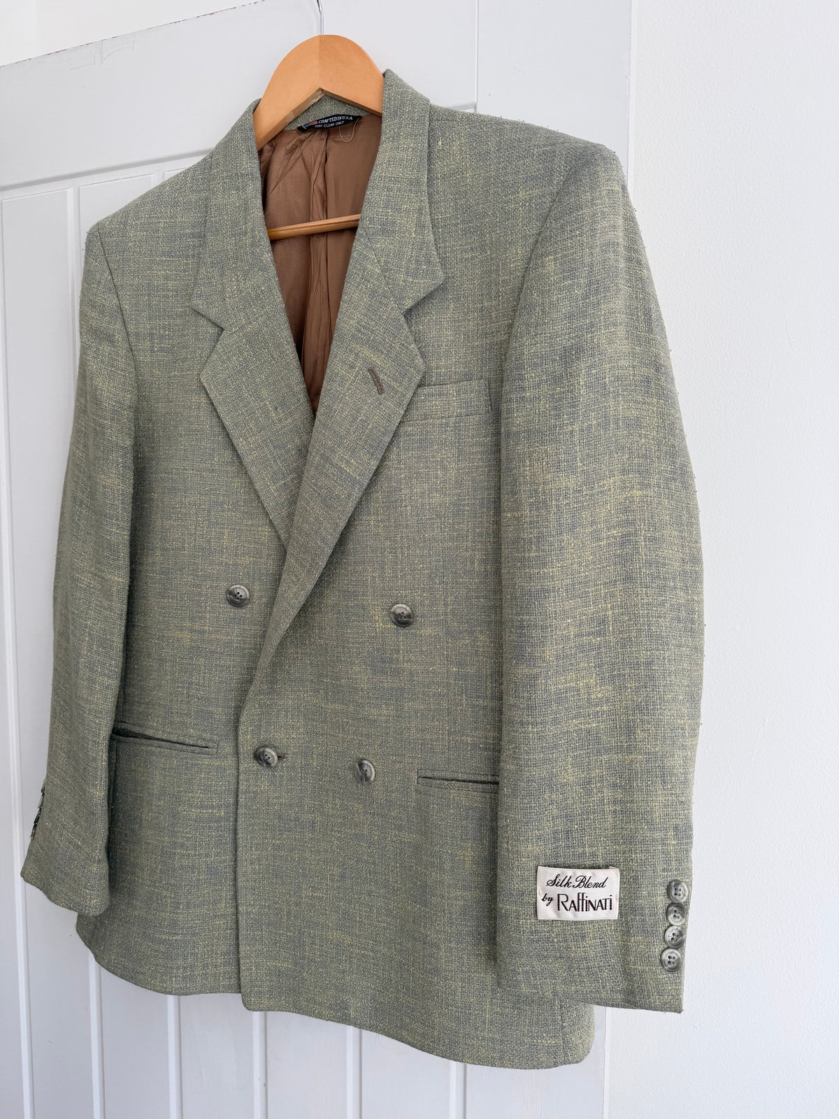 Raffinati 1990s Silk Wool Double Breasted Textured Sport Jacket Blazer  - Size S
