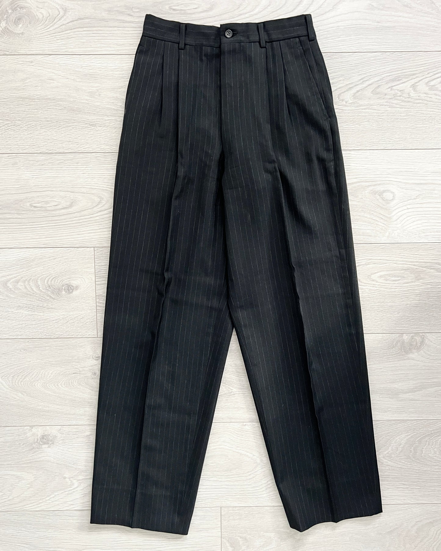 Comme Des Garcons Homme AW1988 Wool Pleated Striped Suit - Size M Jacket / 30 Waist