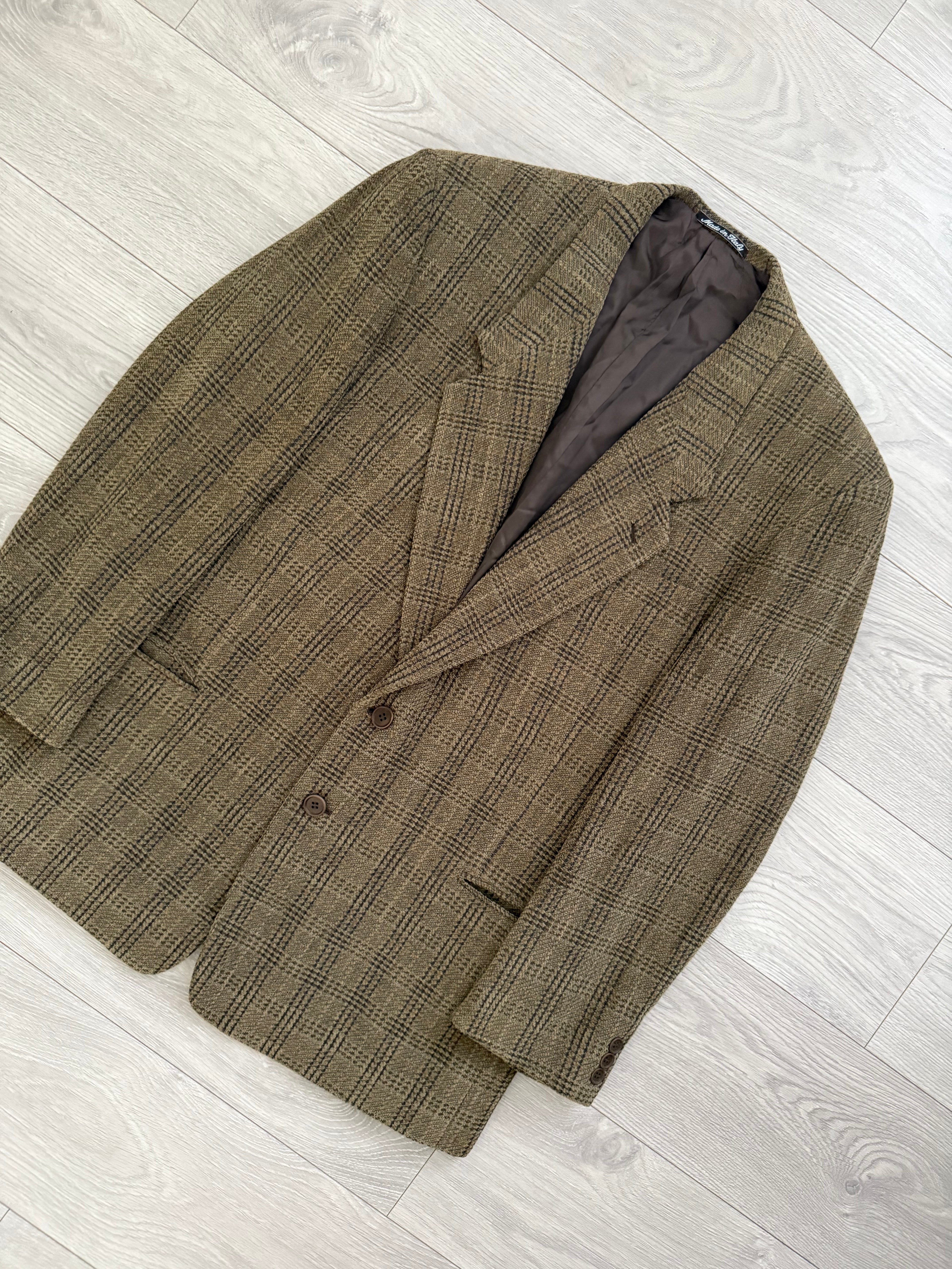 Giorgio Armani 1980s Textured Wool Brown Sports Blazer Jacket - Size XXL