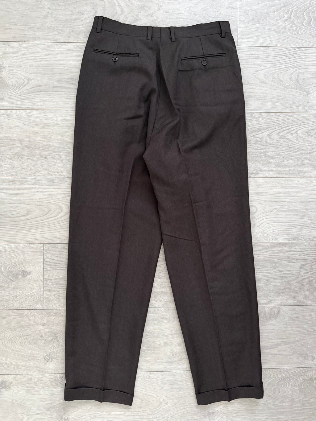 Giorgio Armani 1980s 3B Brown Double-Pleated Wool Suit - Size XL Jacket / 32" Waist