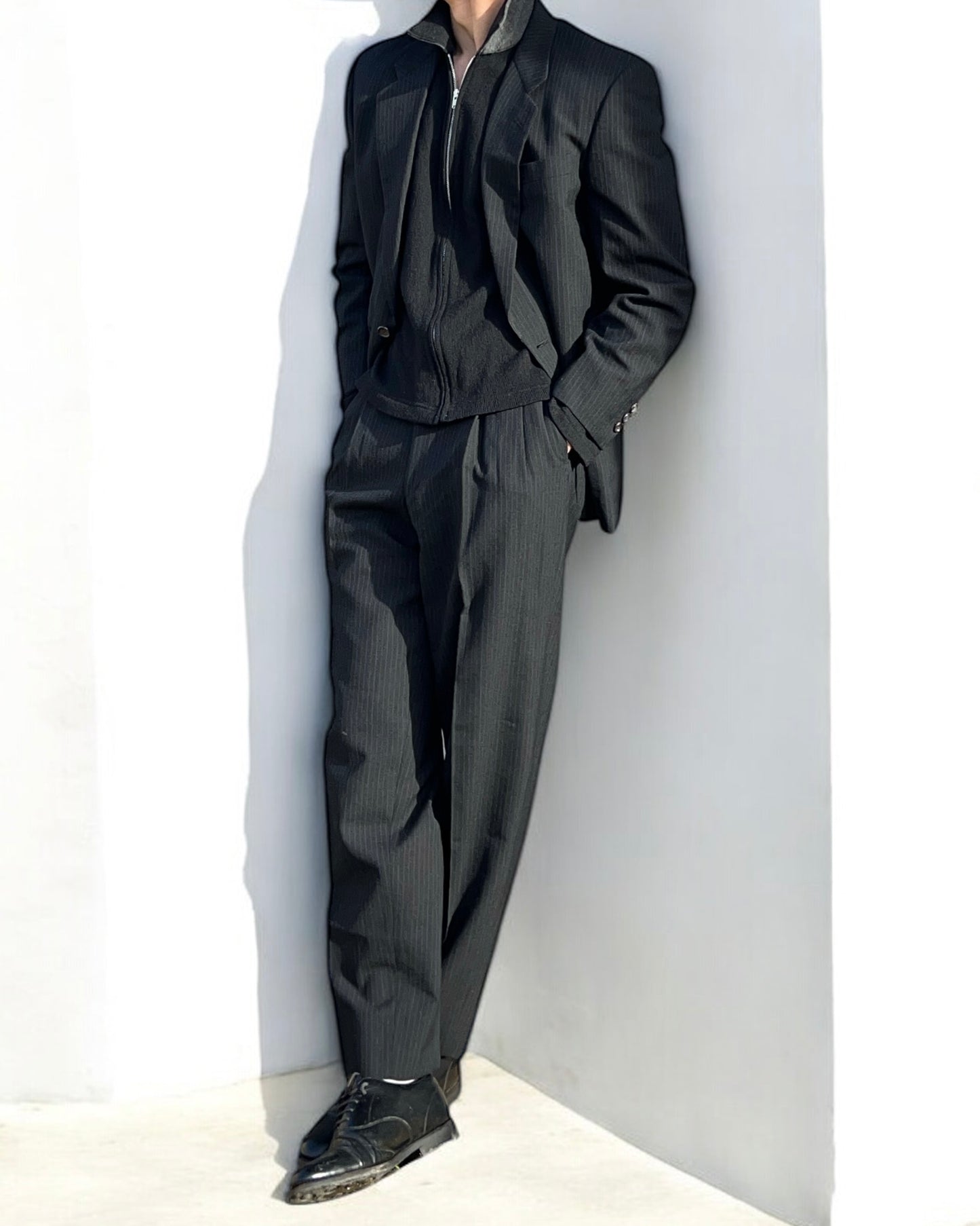 Comme Des Garcons Homme 1997 Double-Pleat Striped Wool Suit - Size S Jacket / 30" Waist