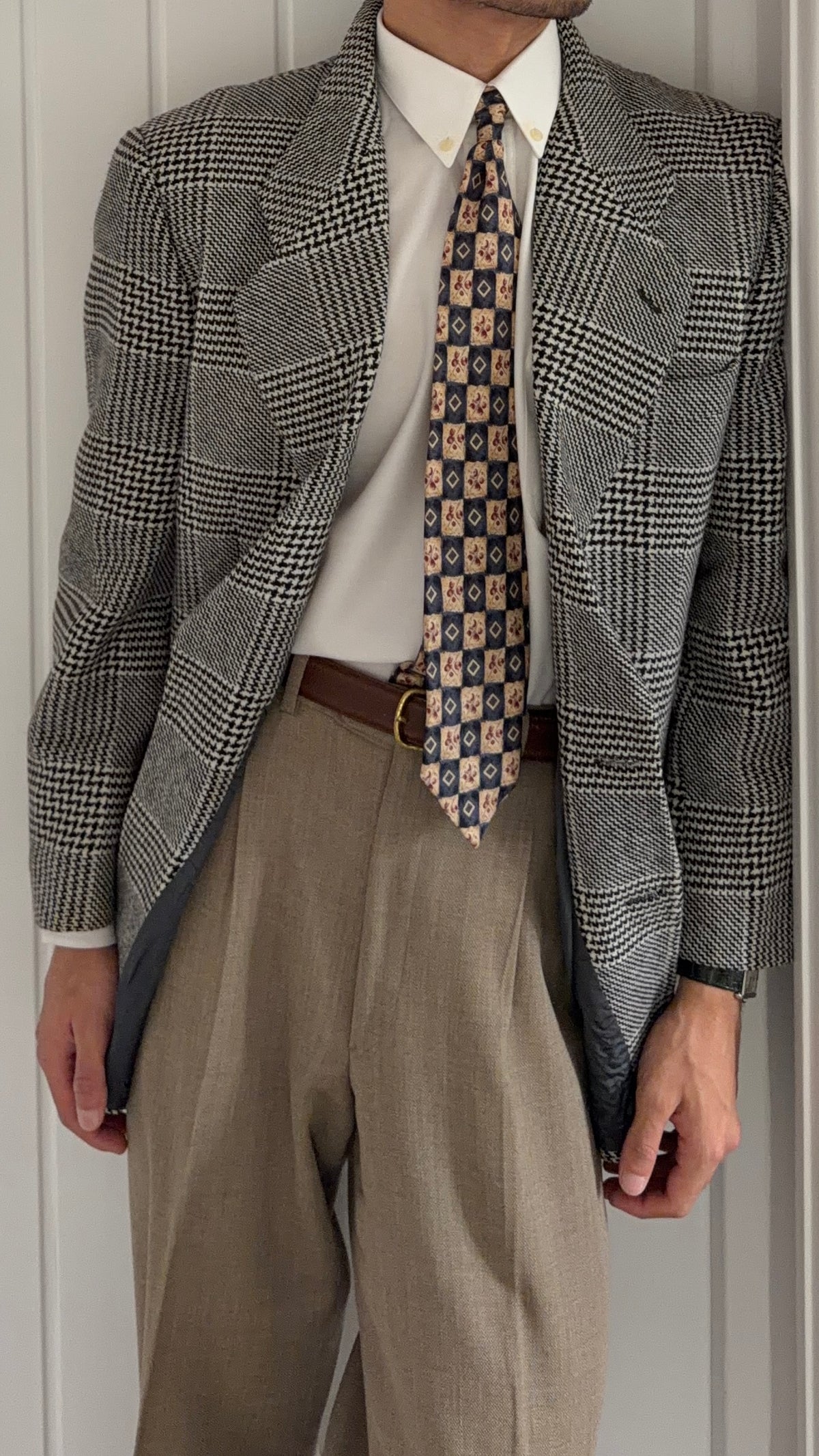 Giorgio Armani Mainline 1980s 2B Check Wool Sport Jacket Blazer  - Size M