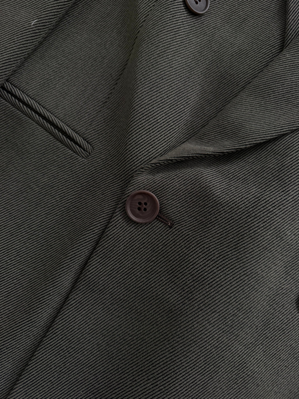 Giorgio Armani 1980s Double Breasted Pleated Wool Suit Olive Taupe New - Size L Jacket / 32" Waist