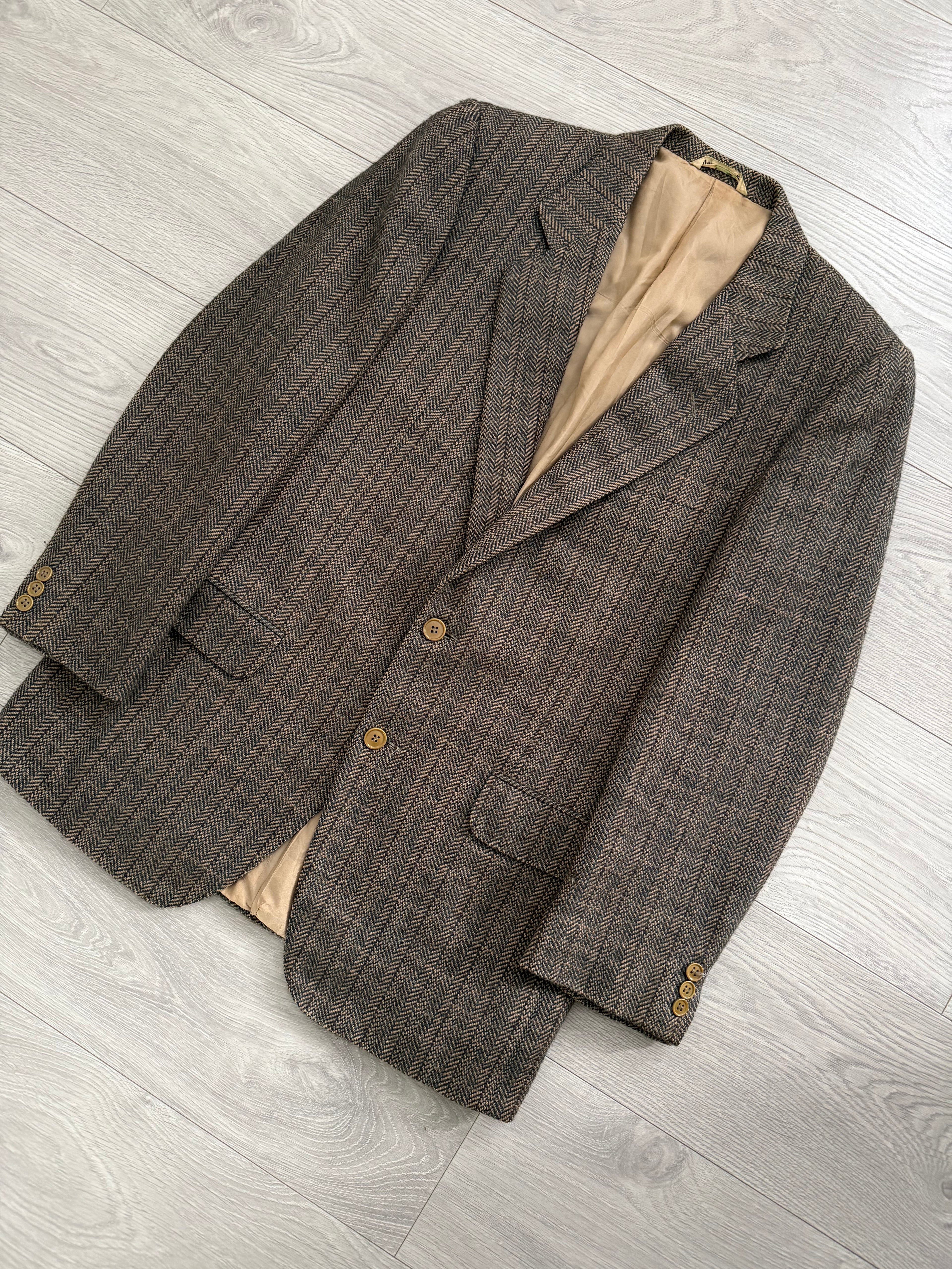 Saint Laurent Rive Gauche Vintage Herringbone Wool Jacket - Size S