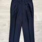 Yves Saint Laurent 1990s Double-Breasted Pleated Striped Blue Wool Suit - Size L Jacket / 32" Waist