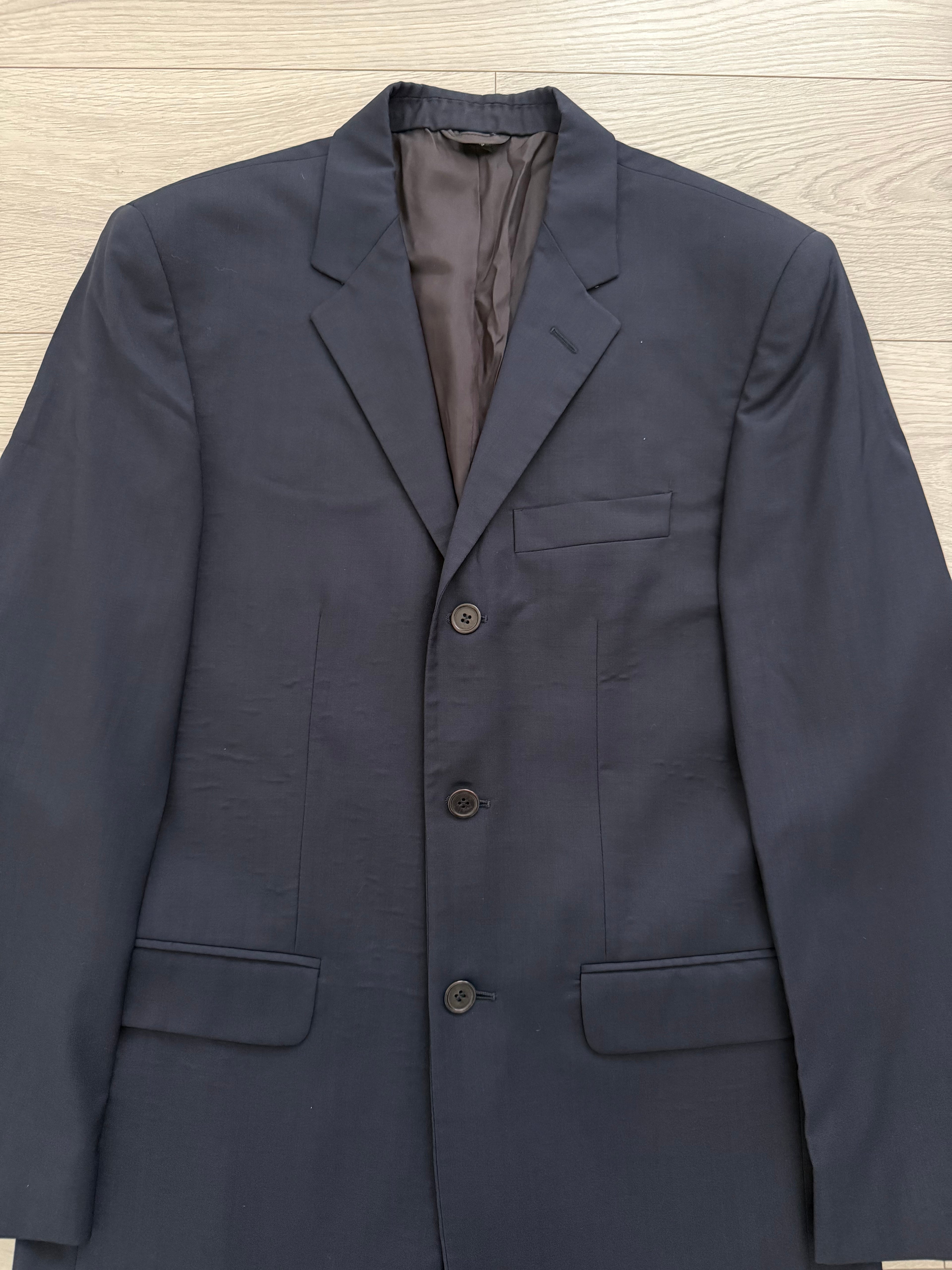 Helmut Lang 1999 Metal Tab 3B Navy Wool Suit - Size S Jacket / 30" Waist