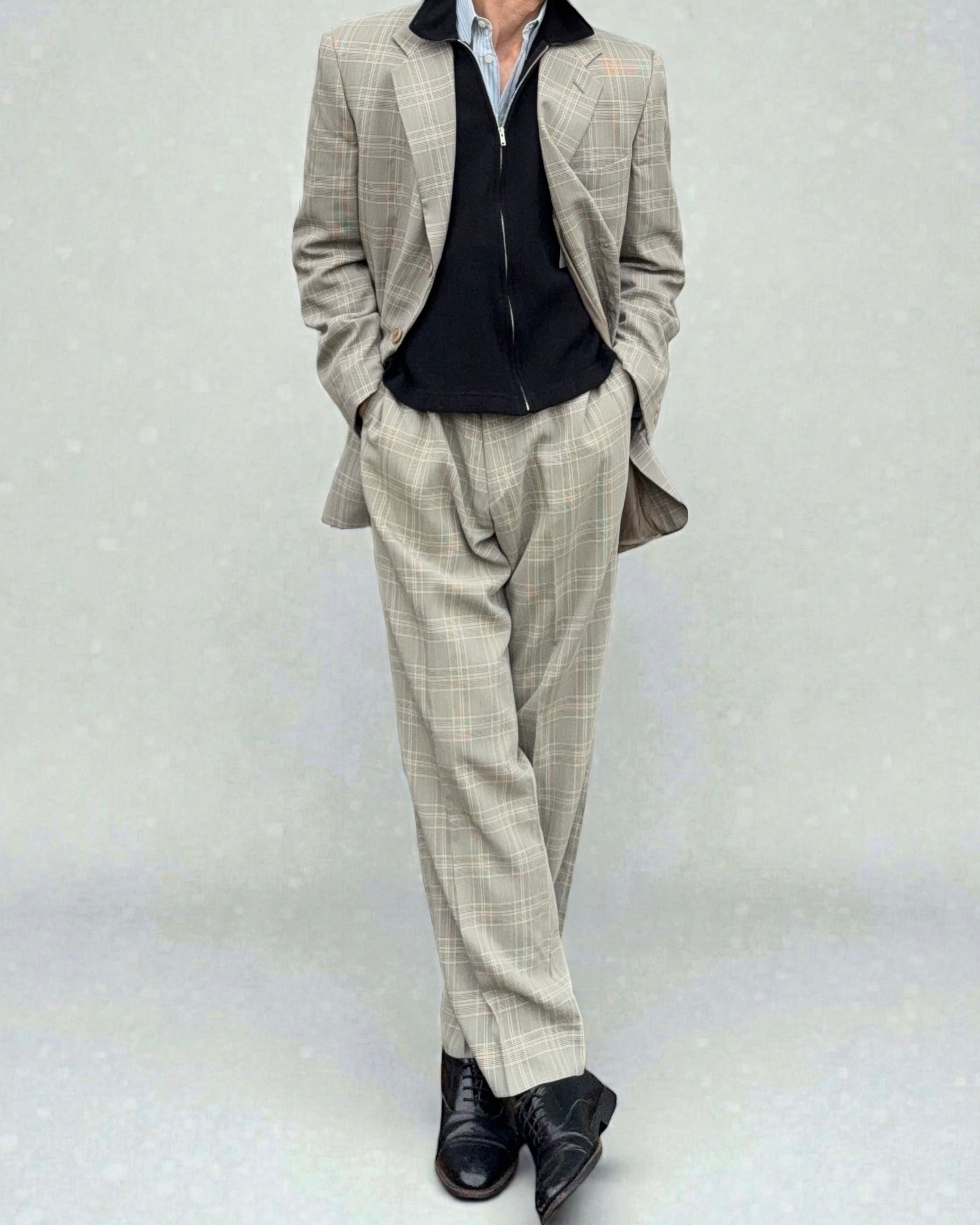 Emporio Armani 1990s Prince Of Wales Check 3B Suit - Size XL Jacket / 36" Waist