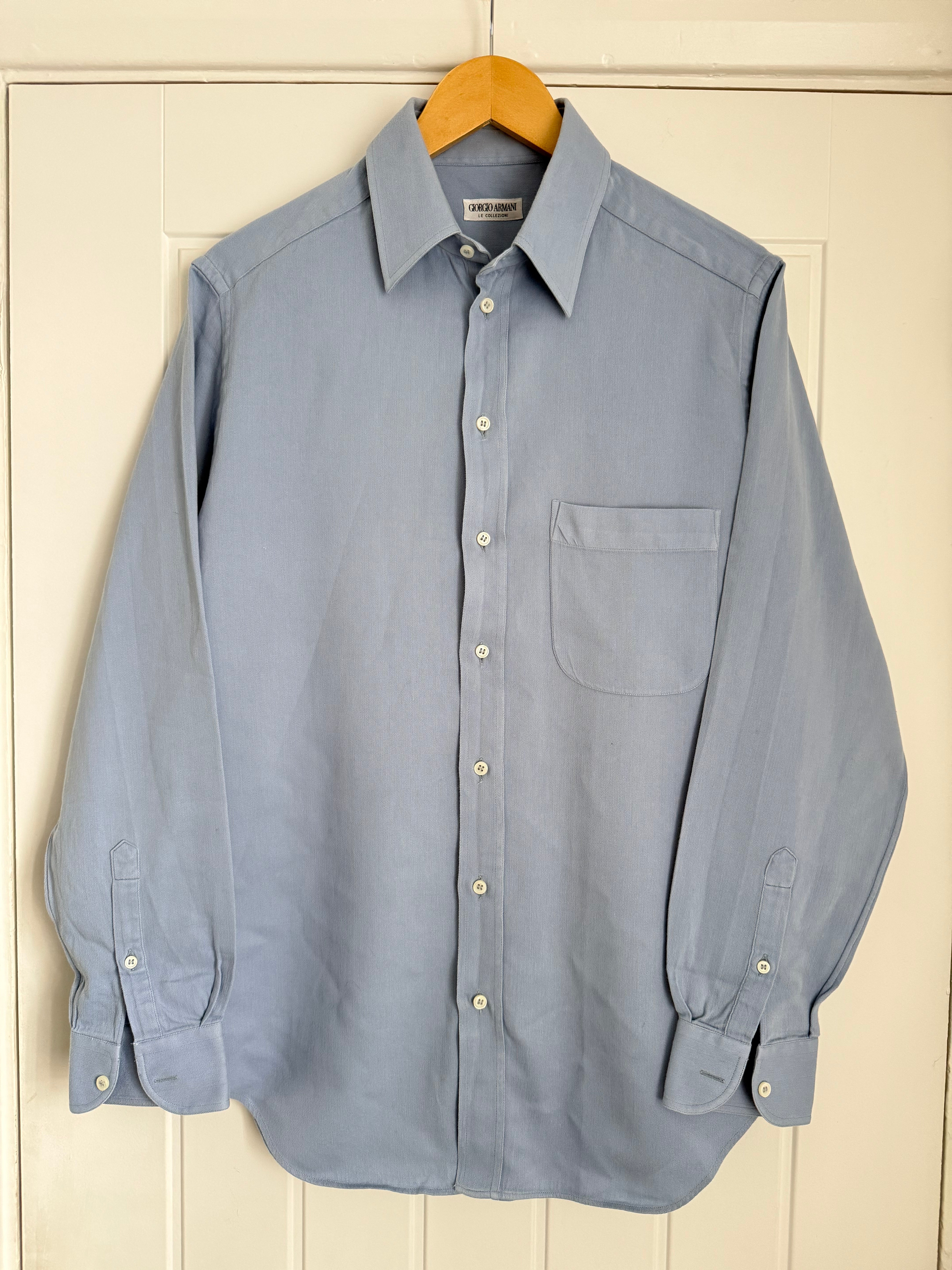 ITALY製 GIORGIO ARMANI 長袖シャツ レーヨン 薄手 水色 M Giorgio Armani 1980s Cotton Oxford Shirt Blue - Size M – NDWC0 Shop