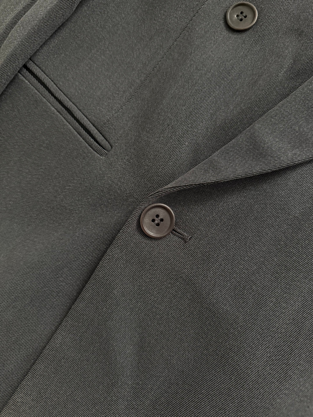 Giorgio Armani 1980s Double Breasted Pleated Wool Suit Steel Charcoal New - Size L Jacket / 32" Waist