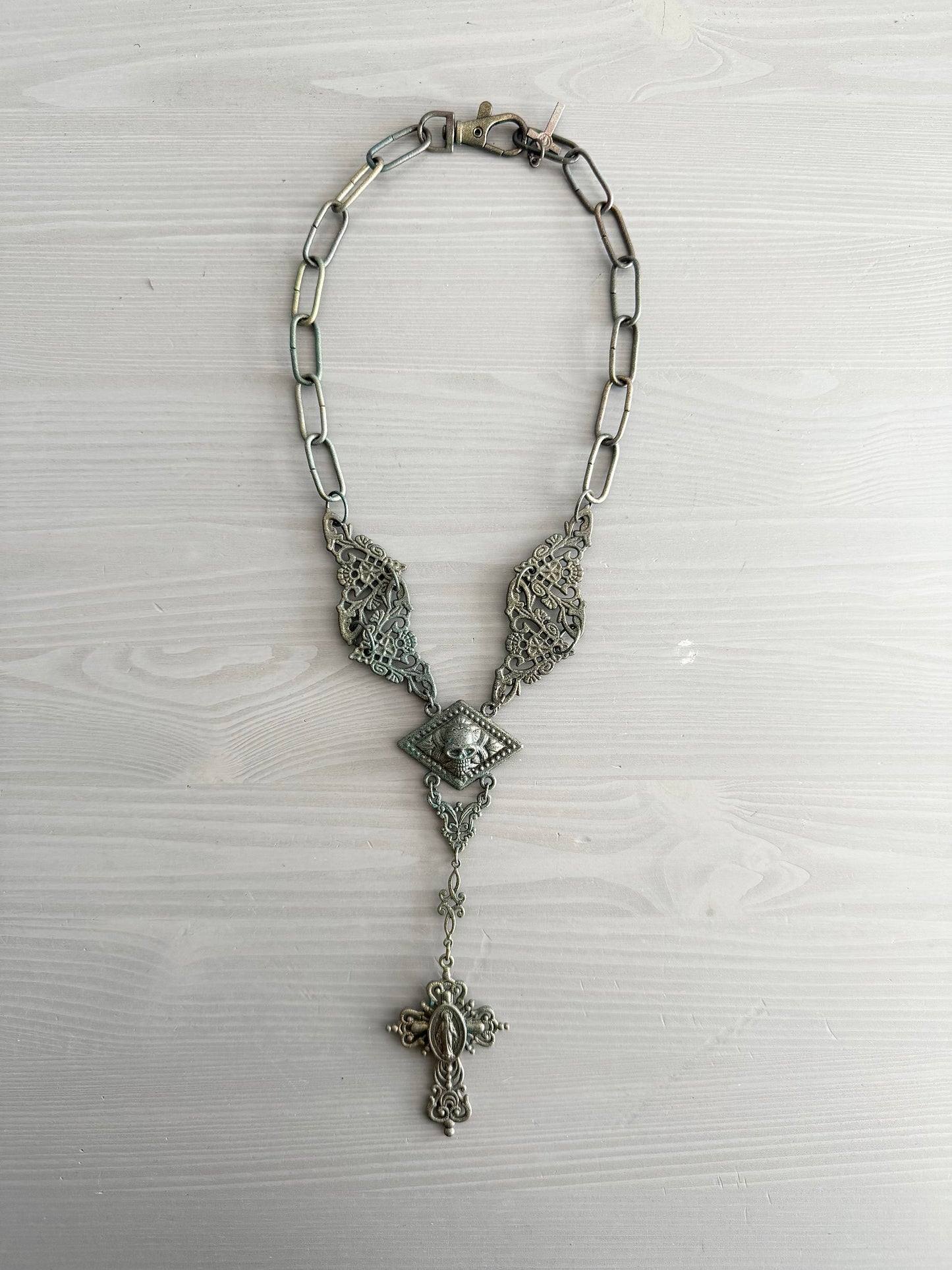 Vintage Cross Mary Necklace