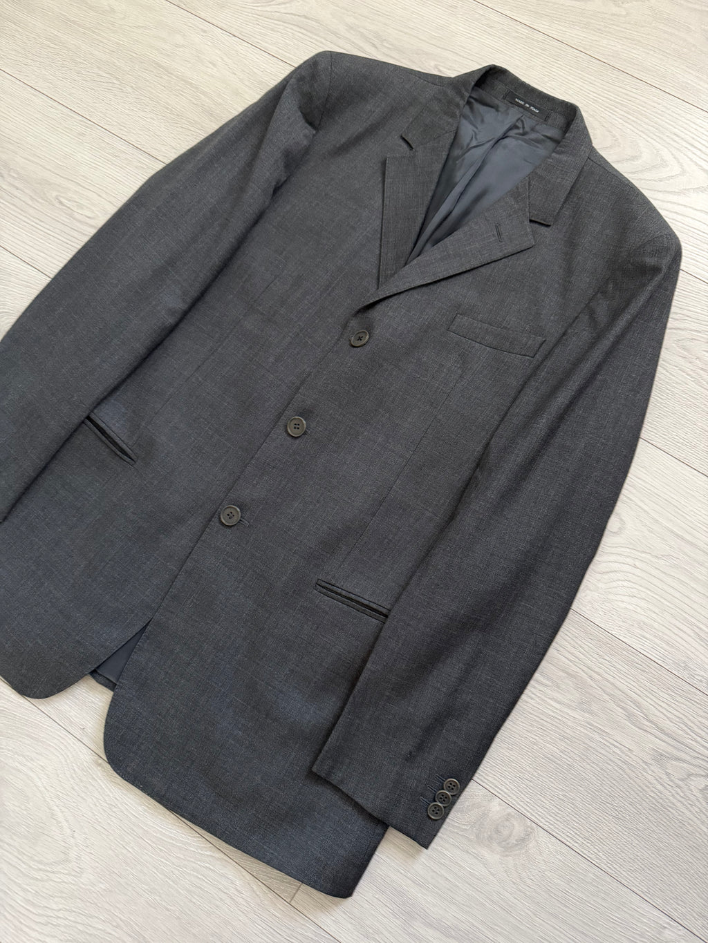 Emporio Armani 1990s 3B Grey Wool Suit - Size XL Jacket / 36" Waist