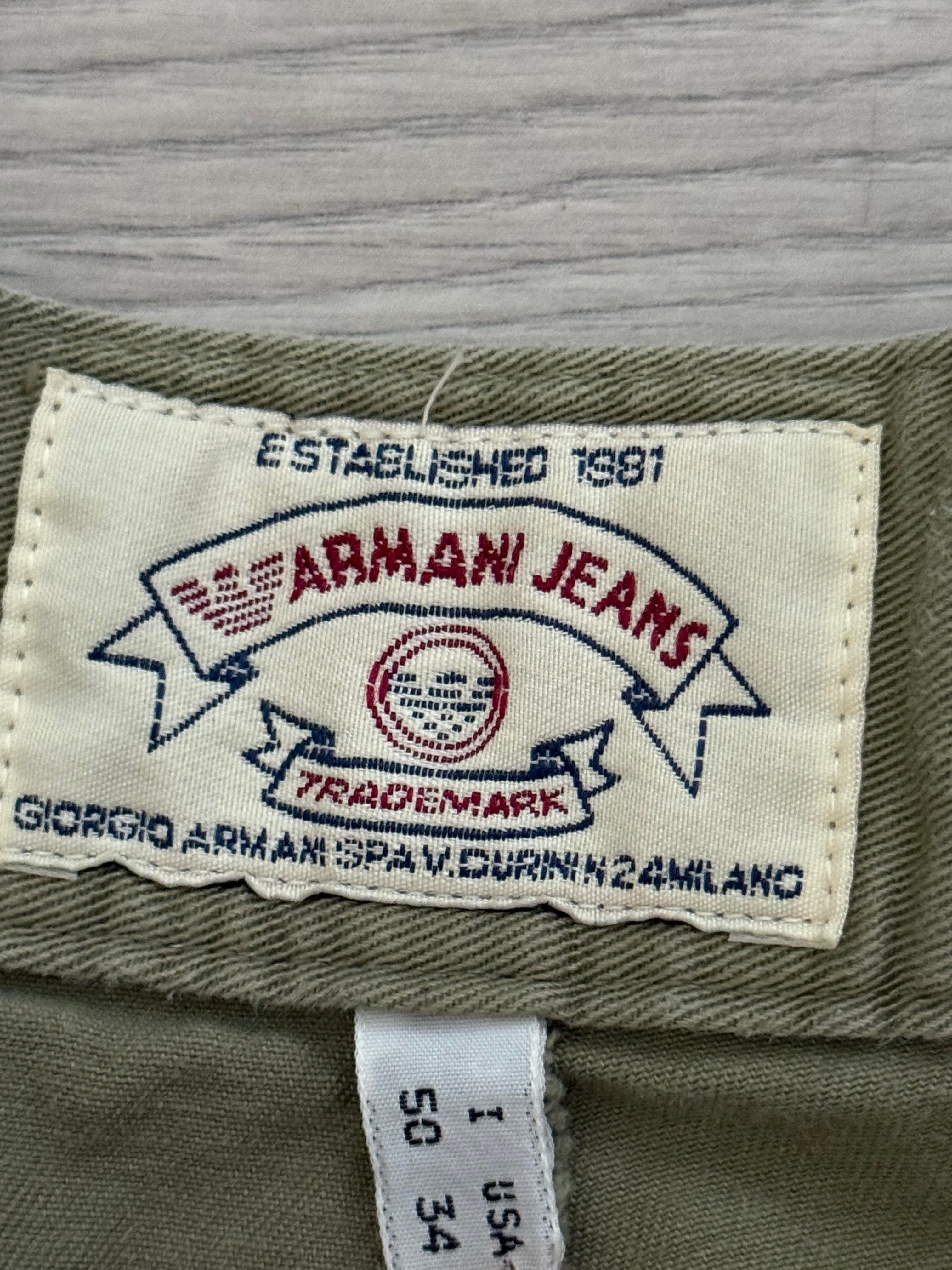Armani 1990s Pleated Green Chino Pants - Size 34" Waist