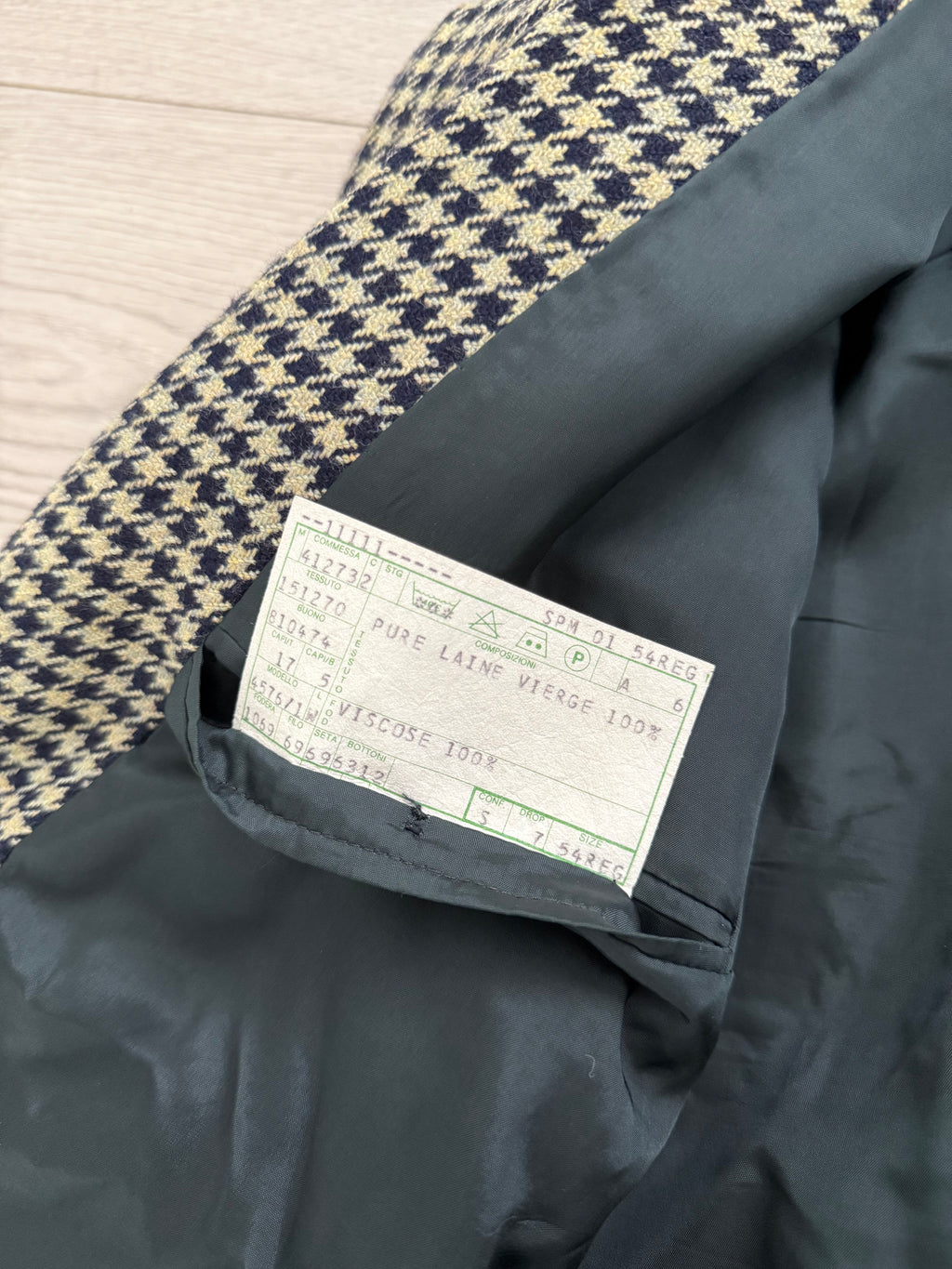 Giorgio Armani 1980s Houndstooth Textured Wool Check Sports Jacket Blazer - Size XL