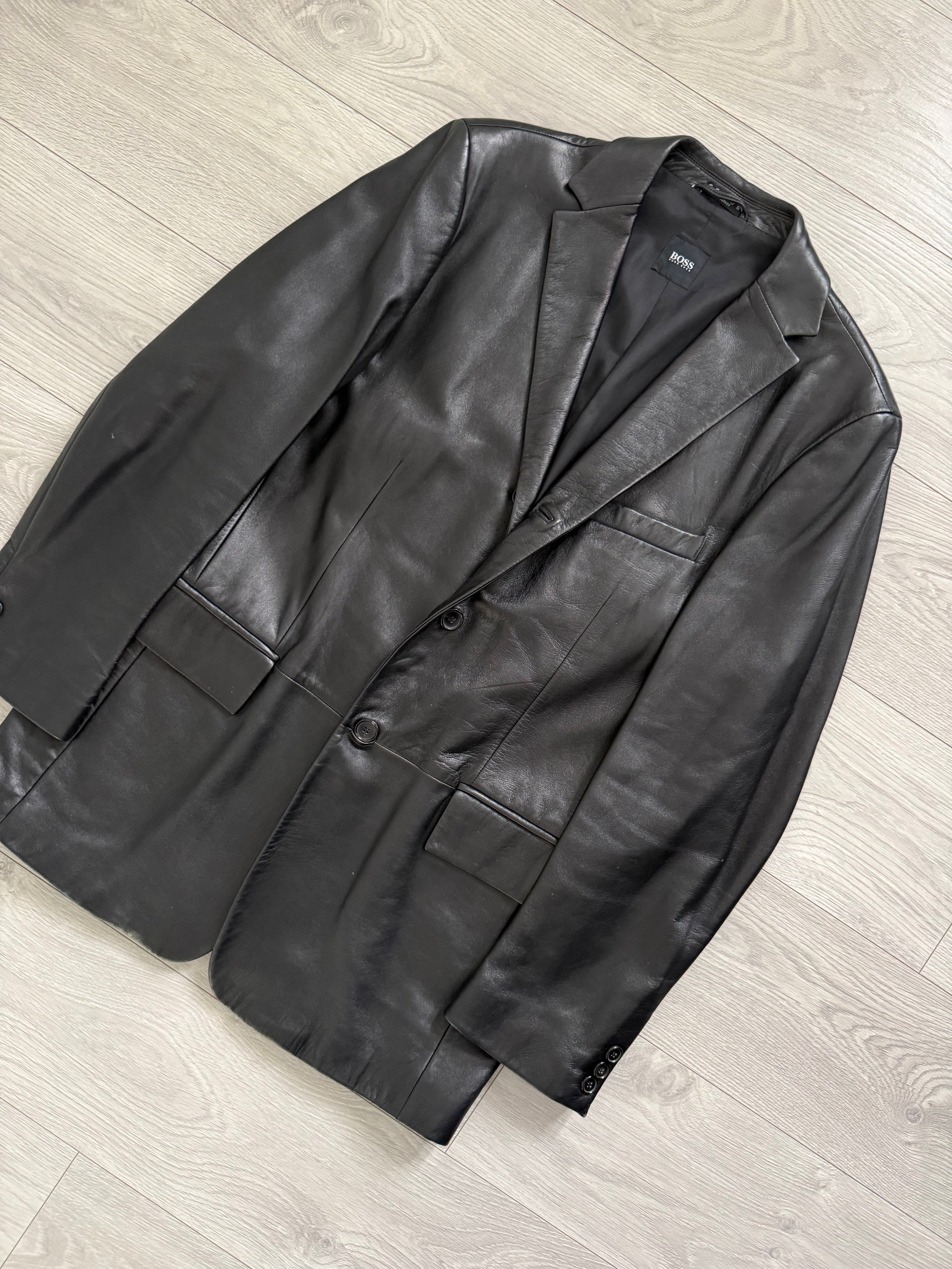 Hugo Boss 1990s Leather Jacket - Size XL