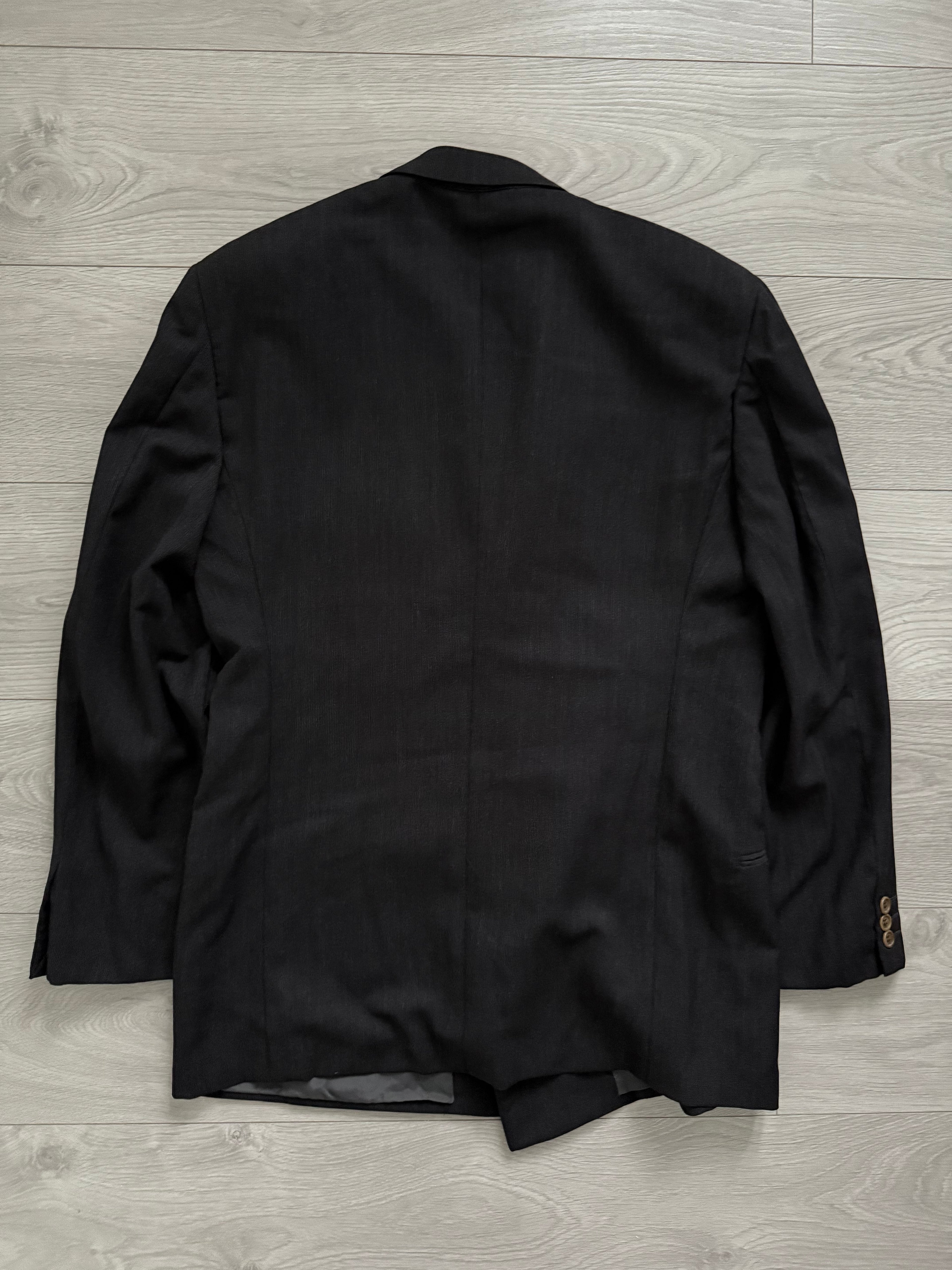 Giorgio Armani 1980s Double Breasted Pleated Wool Suit Espresso Charcoal New - Size L Jacket / 32" Waist