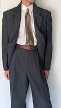 Emporio Armani 1990s 3B Prince of Wales Check Grey Pleated Wool Suit - Size L Jacket / 32" Waist