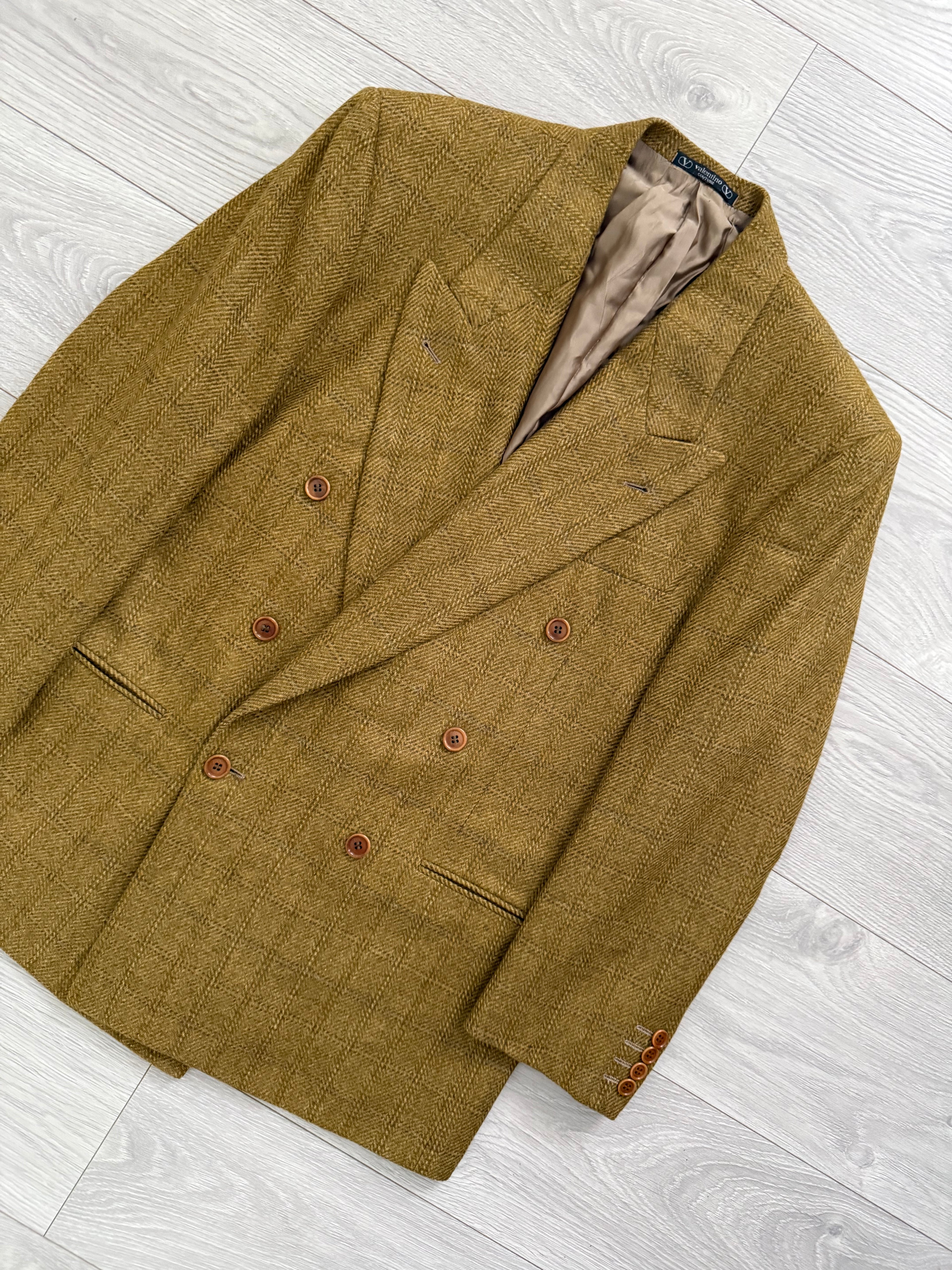 Valentino 1980s Peaked Lapel Double Breasted Wool Jacket  - Size M