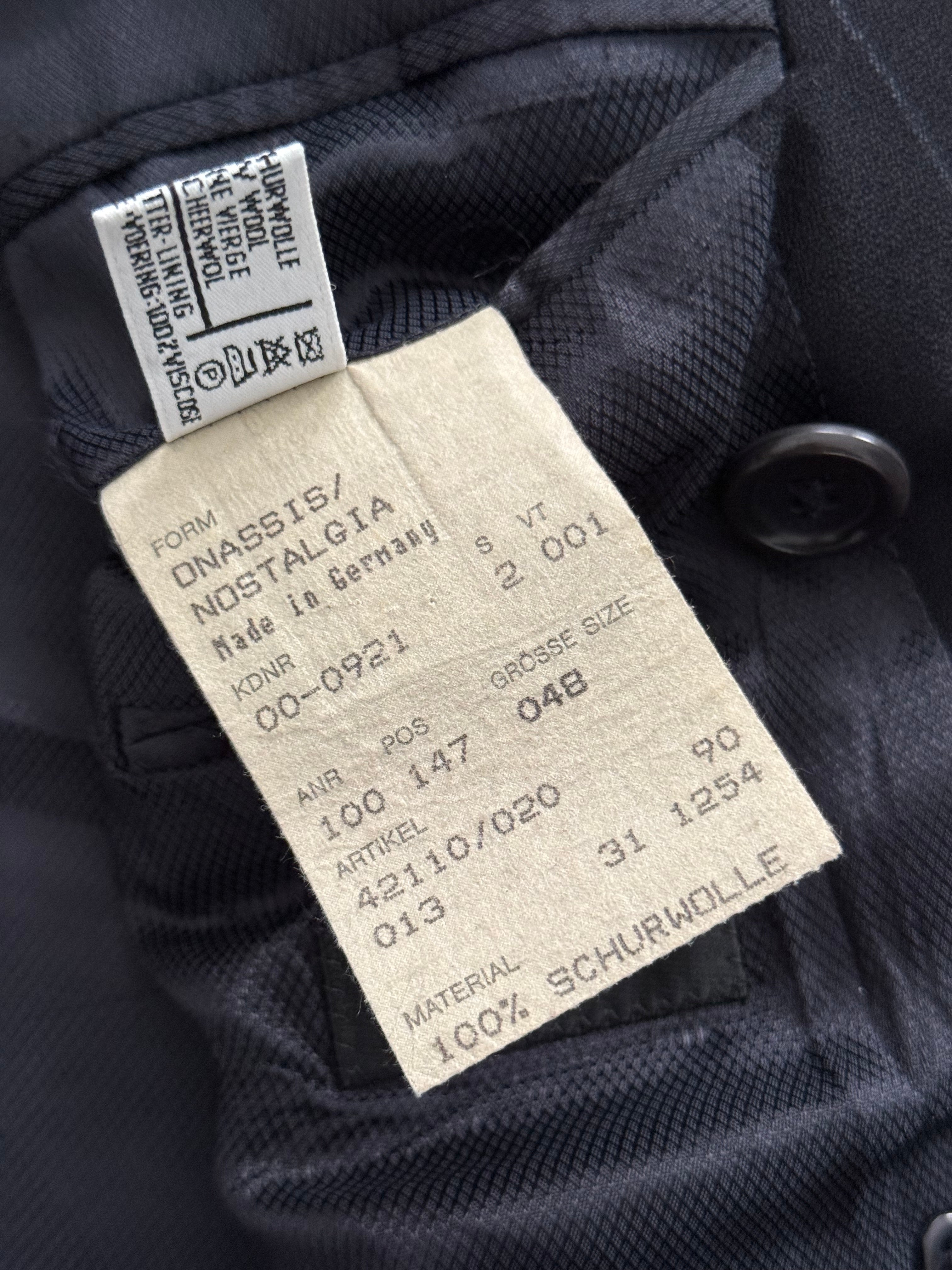 Hugo Boss 1990s 'Nostalgia' 6B Double Breasted Pleated Striped Wool Navy Suit - Size M Jacket / 32" Waist