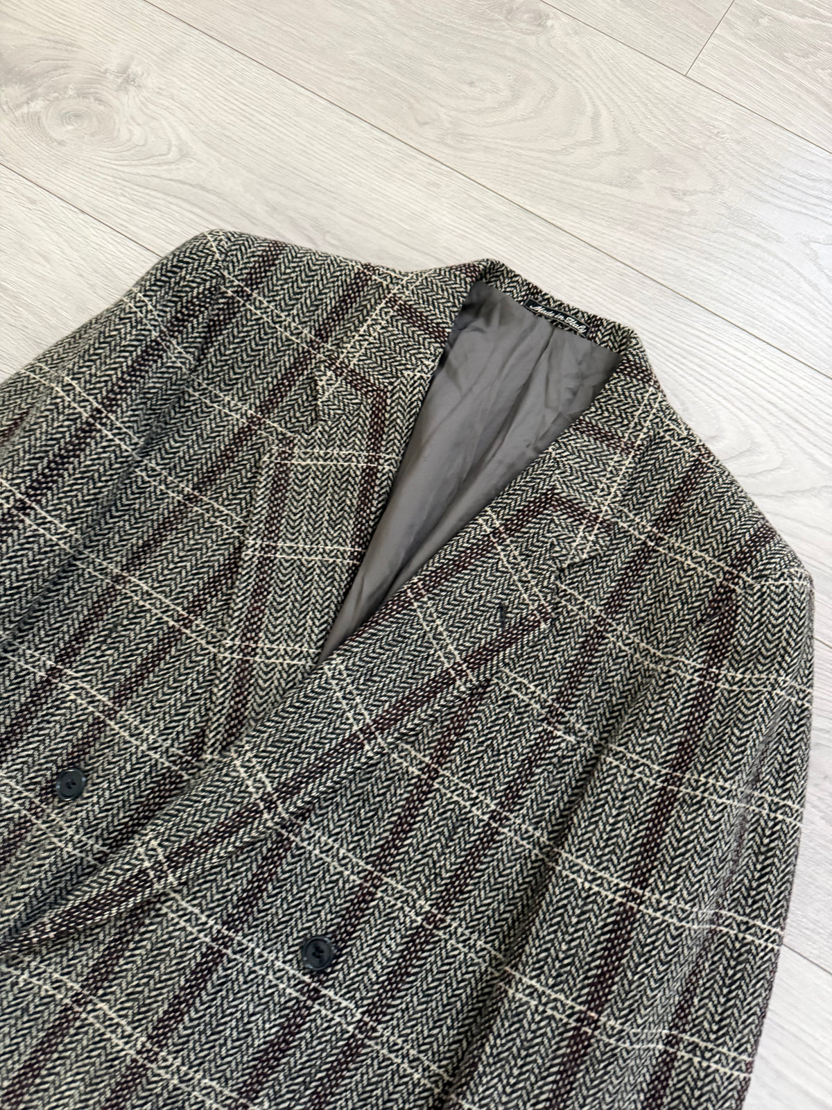 Giorgio Armani Double Breasted Check Wool Textured Sport Jacket Blazer - Size M