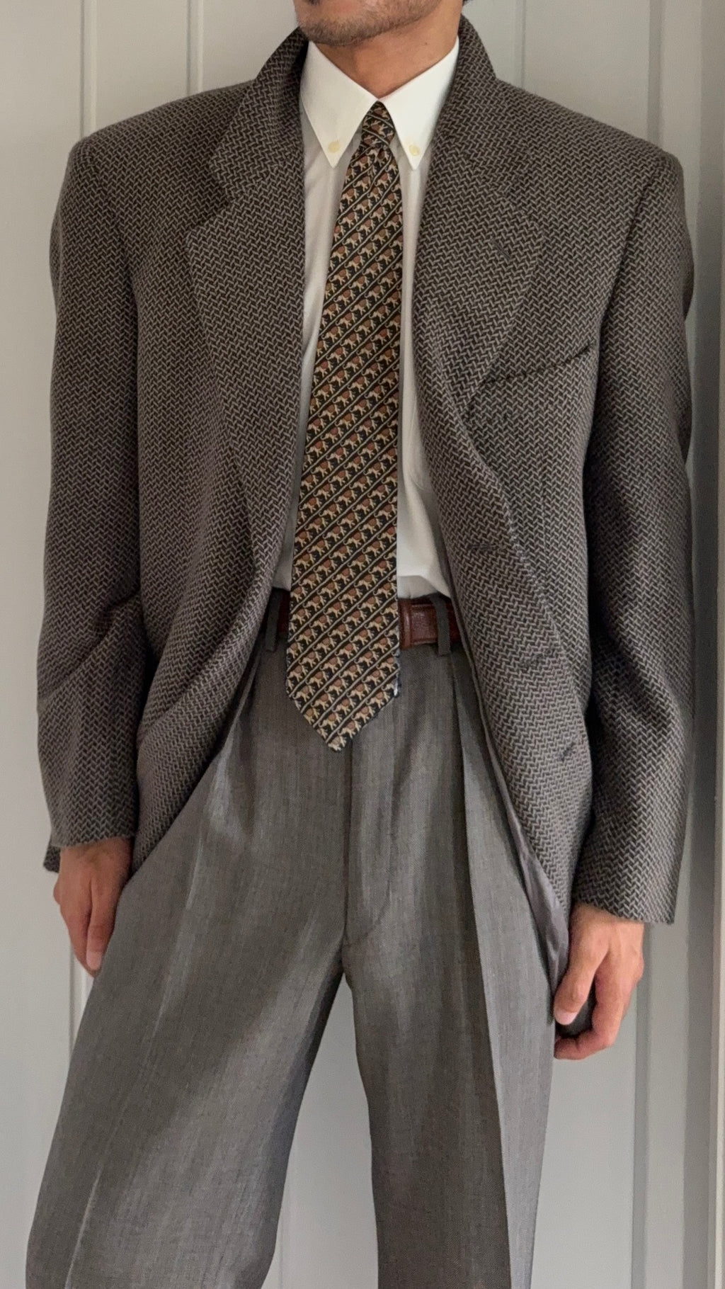 Giorgio Armani 1980s 3B Textured Wool Sport Jacket Blazer - Size XL