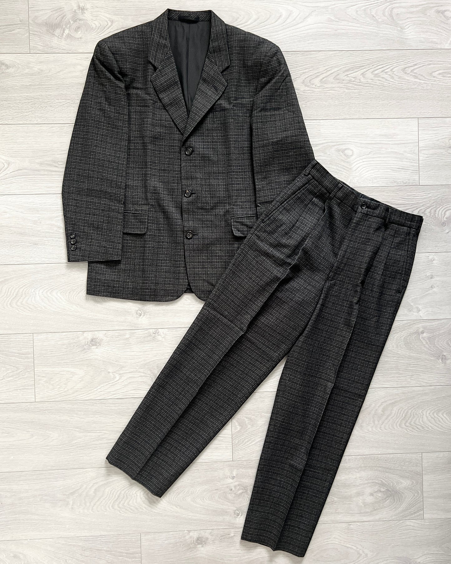 Comme Des Garcons Homme AW1997 Wool Tweed Pleated Suit - Size M Jacket / 30" Waist