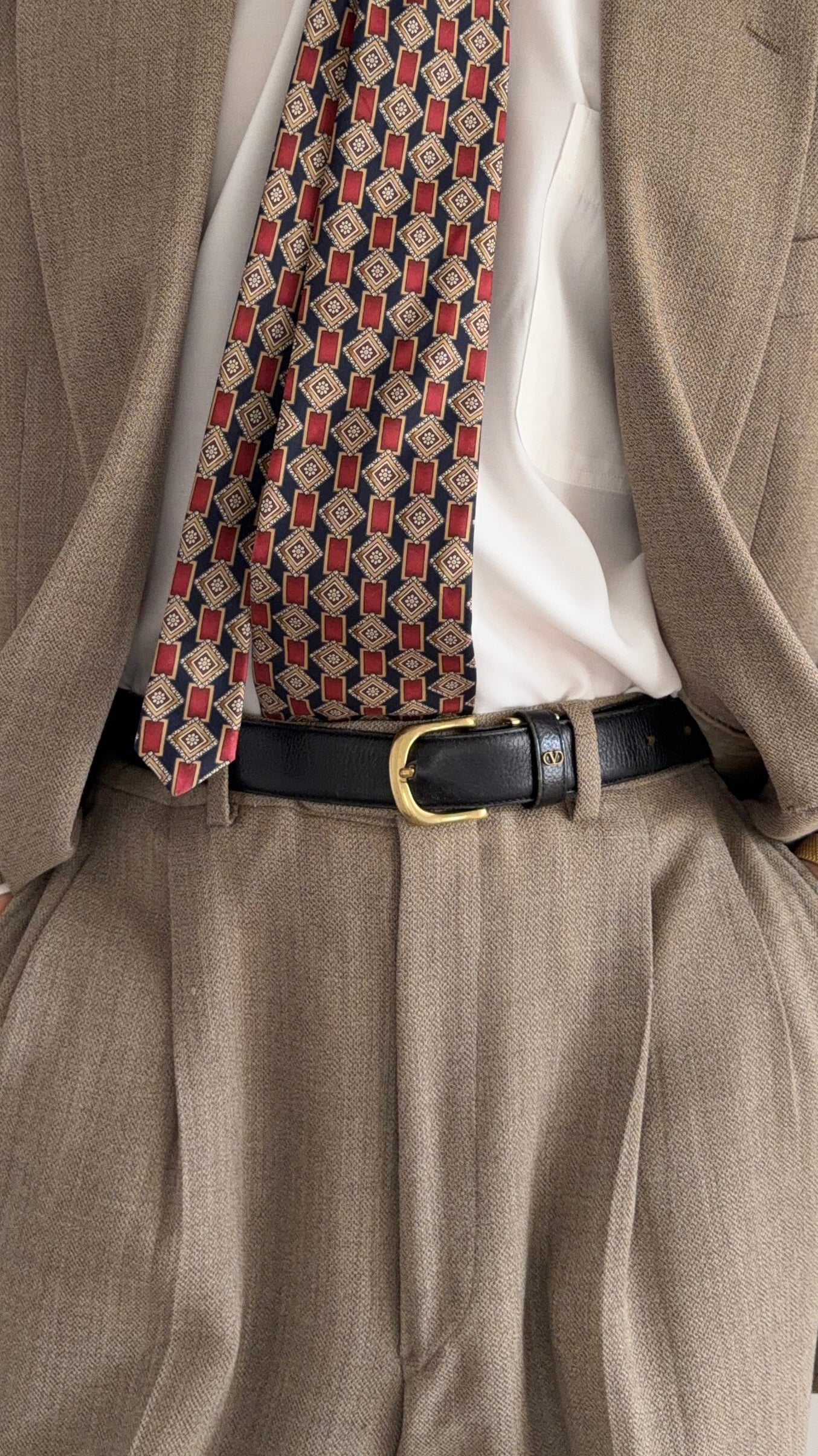 Valentino 1980s Gold Buckle Black Leather Belt - Size 30" to 34" Waist
