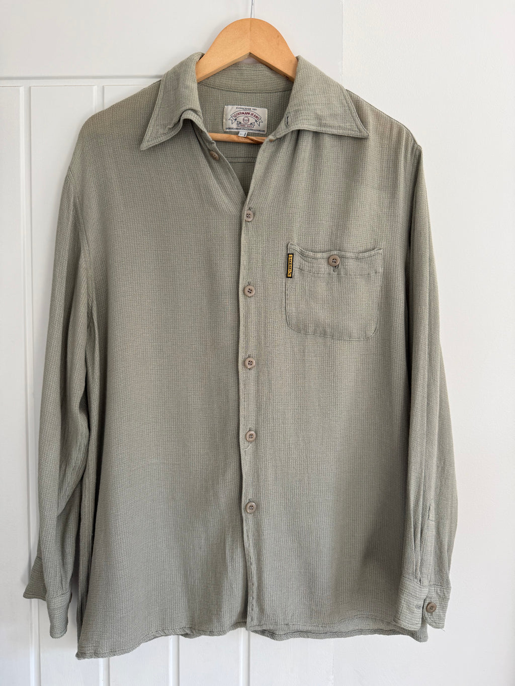 Armani 1990s Viscose Cotton Draped Shirt - Size L