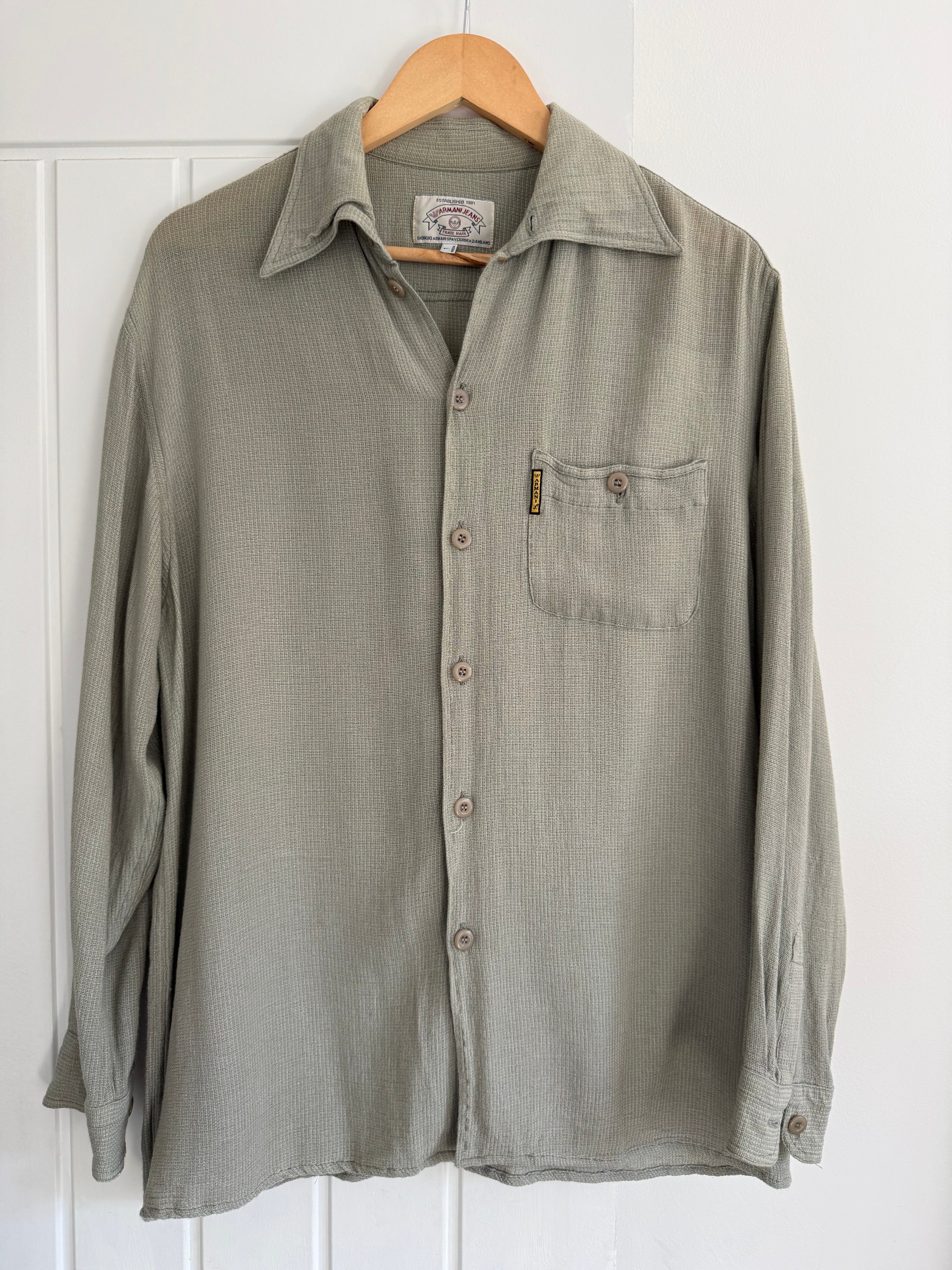 Armani 1990s Viscose Cotton Draped Shirt - Size L