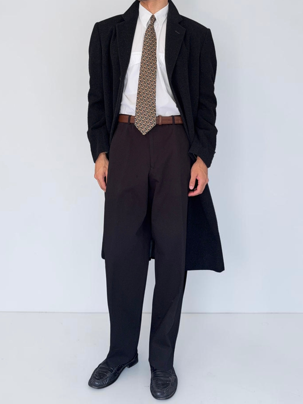 Armani 1990s Black Label Cotton Rubber Black Pants - Size 34" Waist