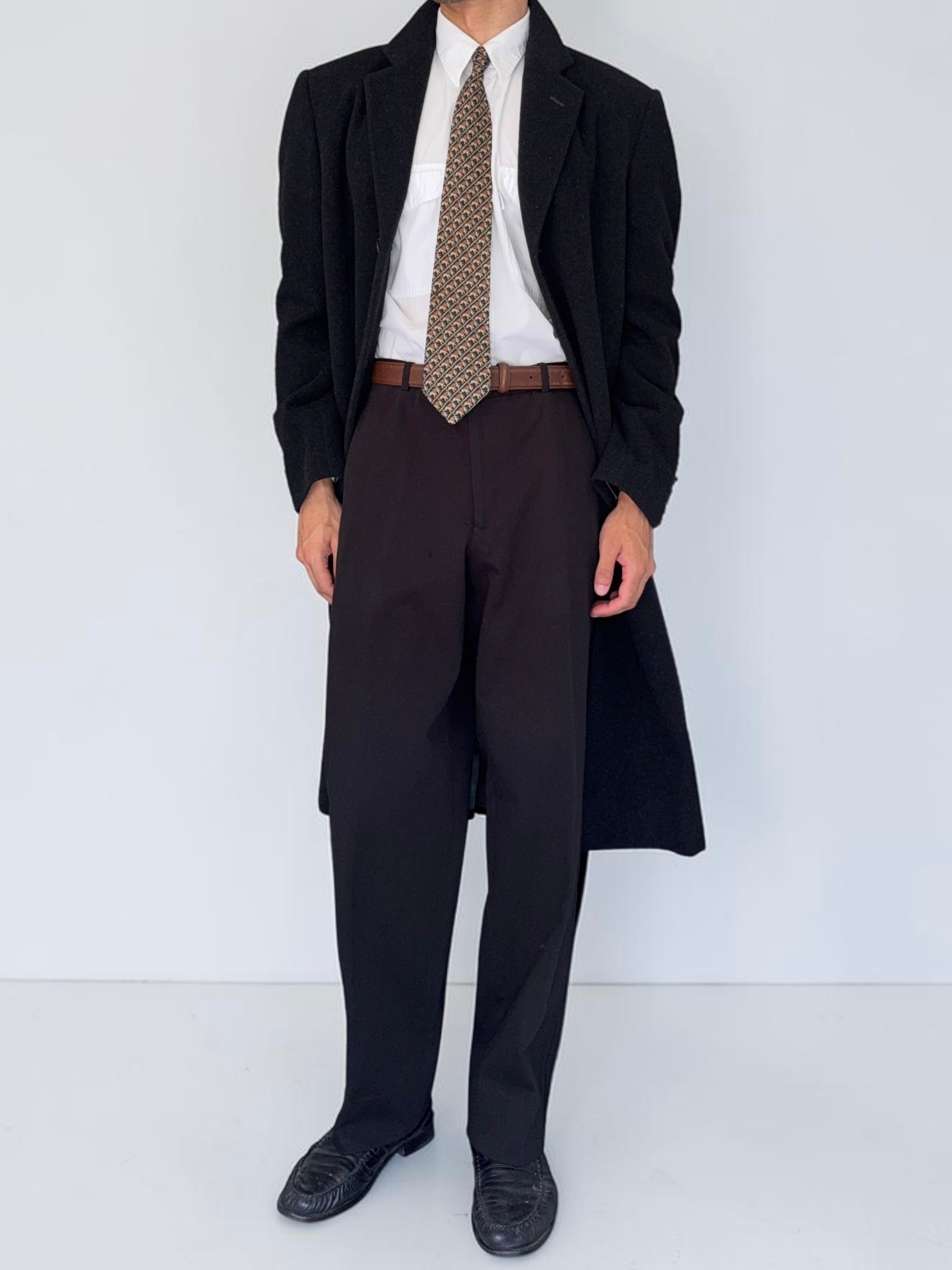 Armani 1990s Black Label Cotton Rubber Black Pants - Size 34" Waist