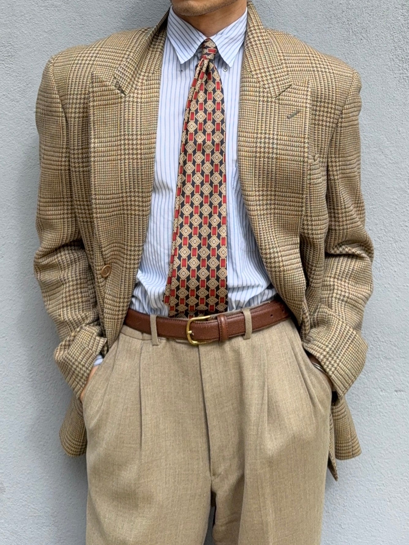 Valentino 1980s Peaked Lapel Double Breasted Textured Wool Sports Blazer Jacket - Size L