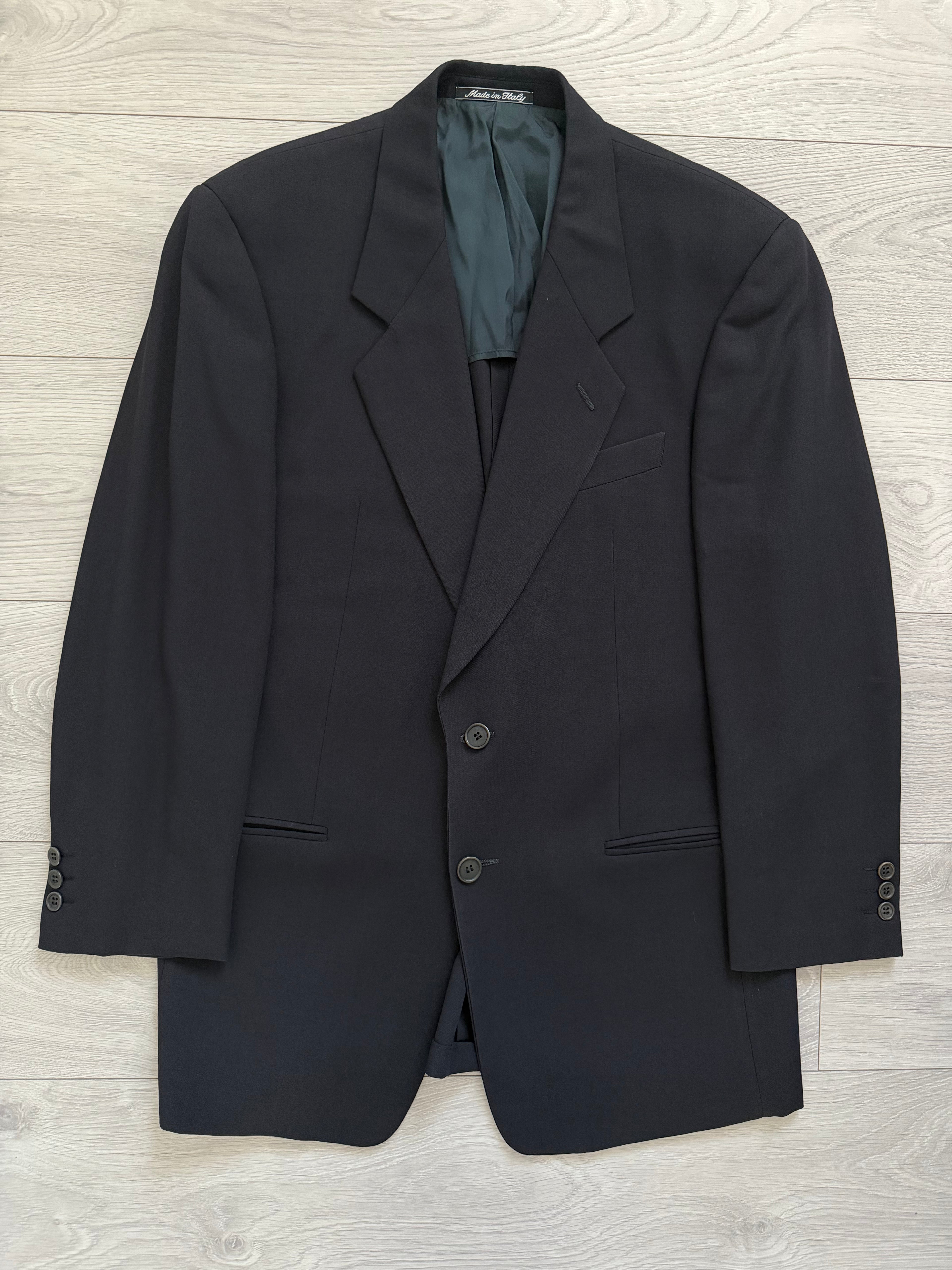 Giorgio Armani 1980s 2B Double Pleat Lightweight Navy Wool Suit - Size M Jacket / 32" Waist