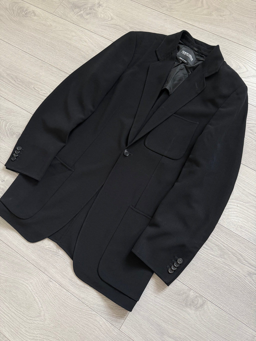Giorgio Armani Black Label 1990s 1B Draped Lightweight Wool Jacket - Size S