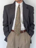 Hilton Armani Vesitmenta 1990s 2B Draped Wool Sports Jacket Blazer Charcoal Green - Size L