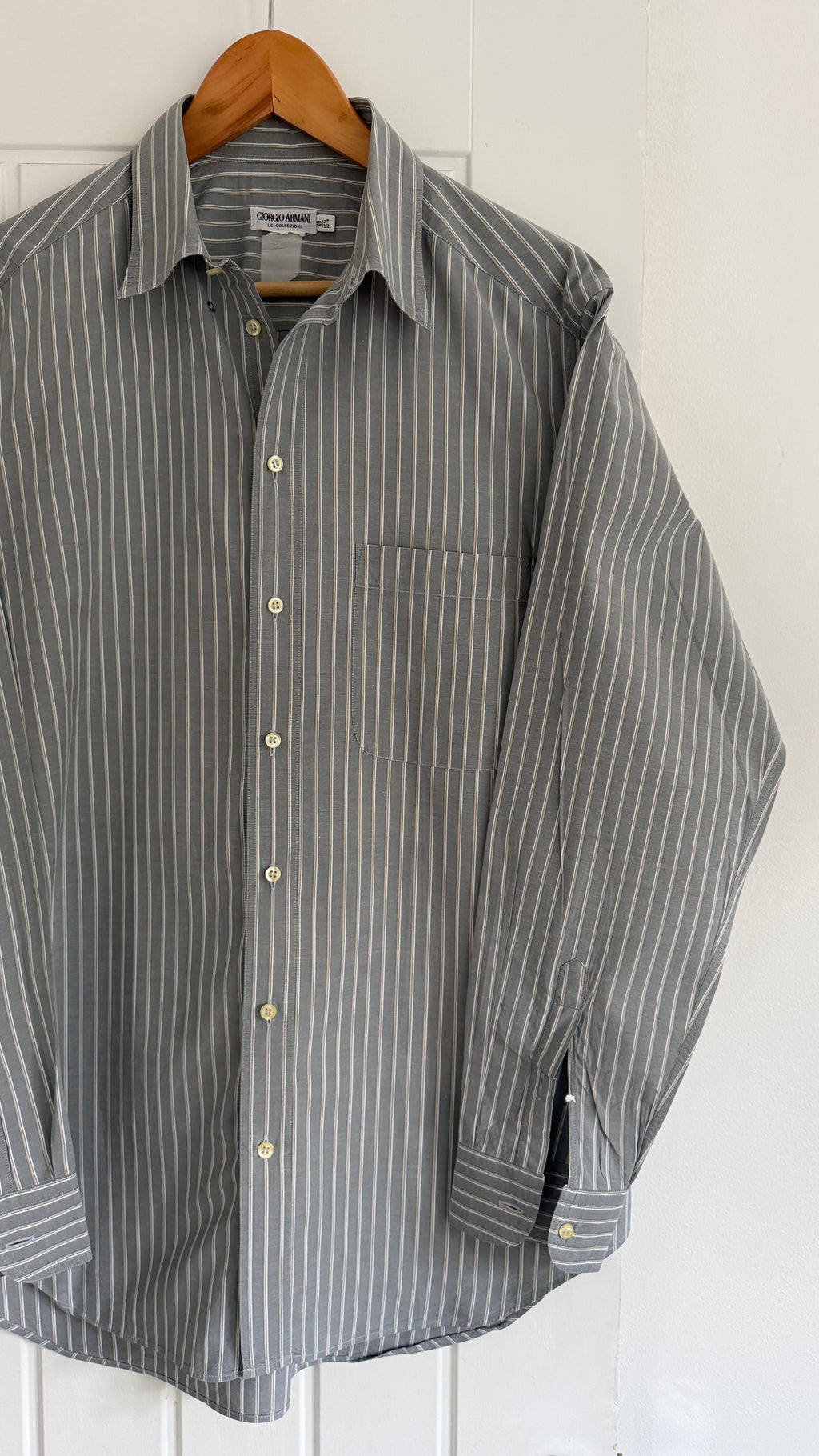 Giorgio Armani 1980s Multi Stripe Grey Cotton Shirt - Size M