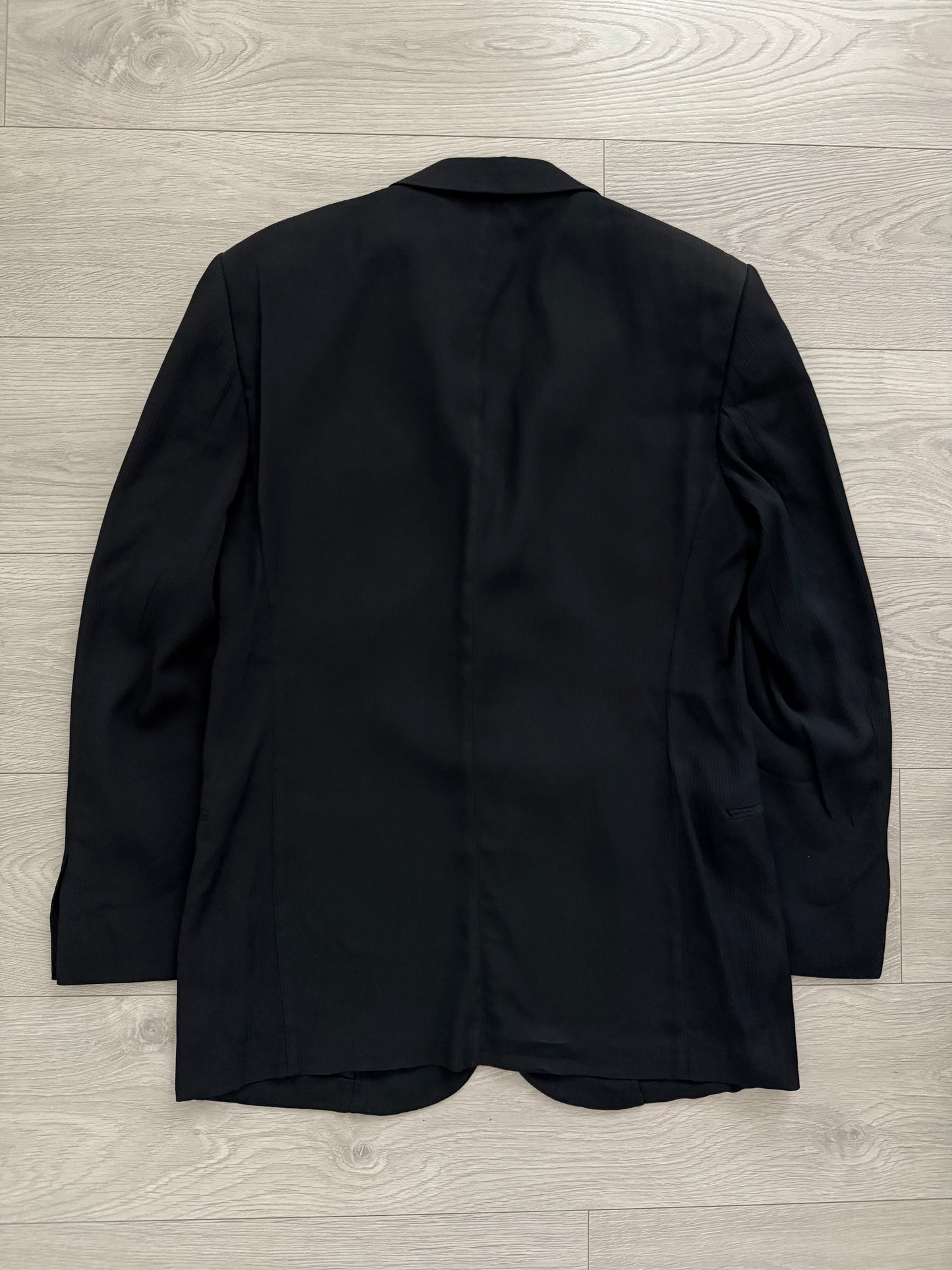 Giorgio Armani 1990s Black Pleated Wool Suit - Size L Jacket / 36" Waist