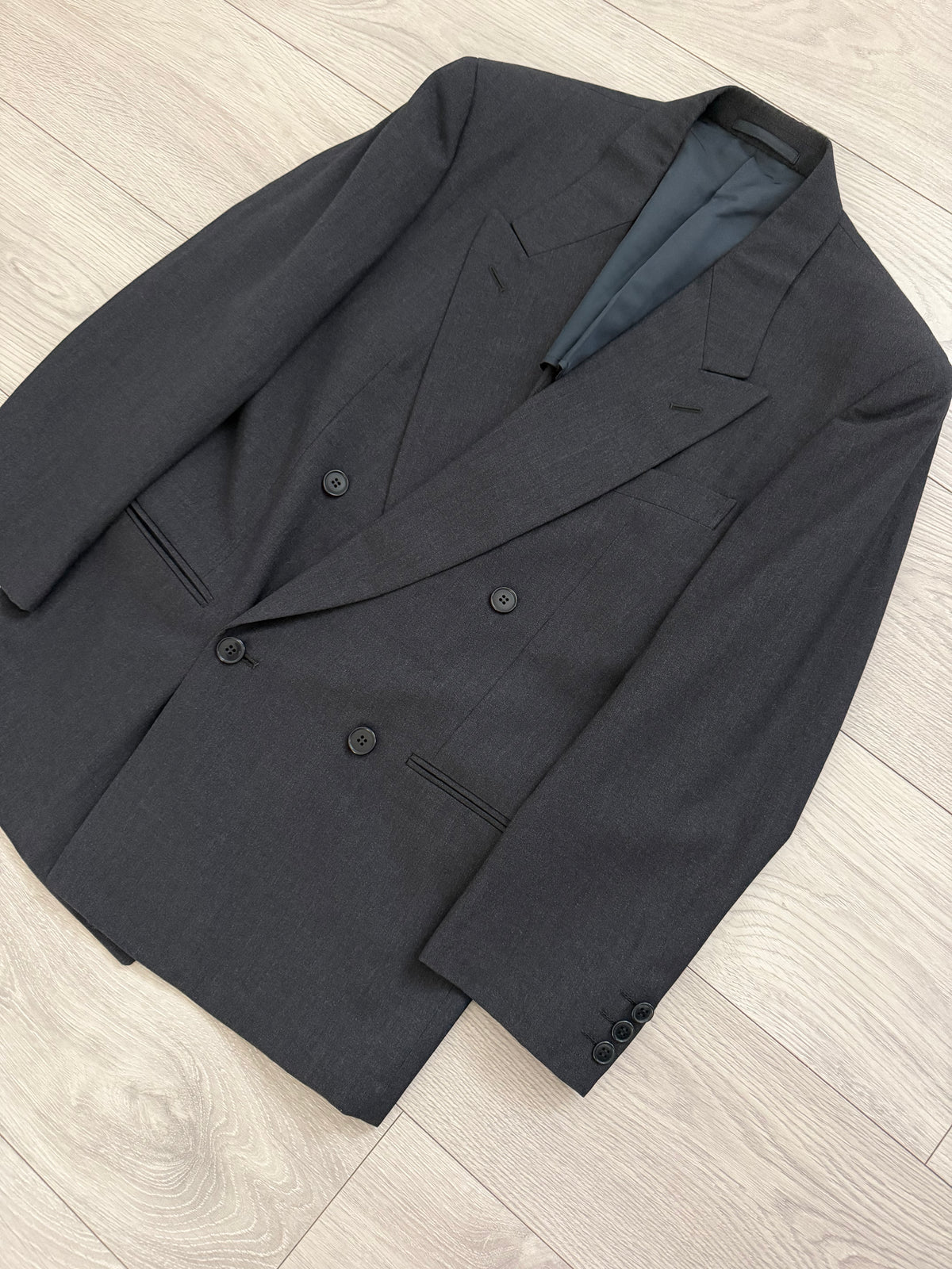 Emporio Armani 1980s Peaked Lapel Double Breasted Wool Sport Jacket Blazer - Size XS