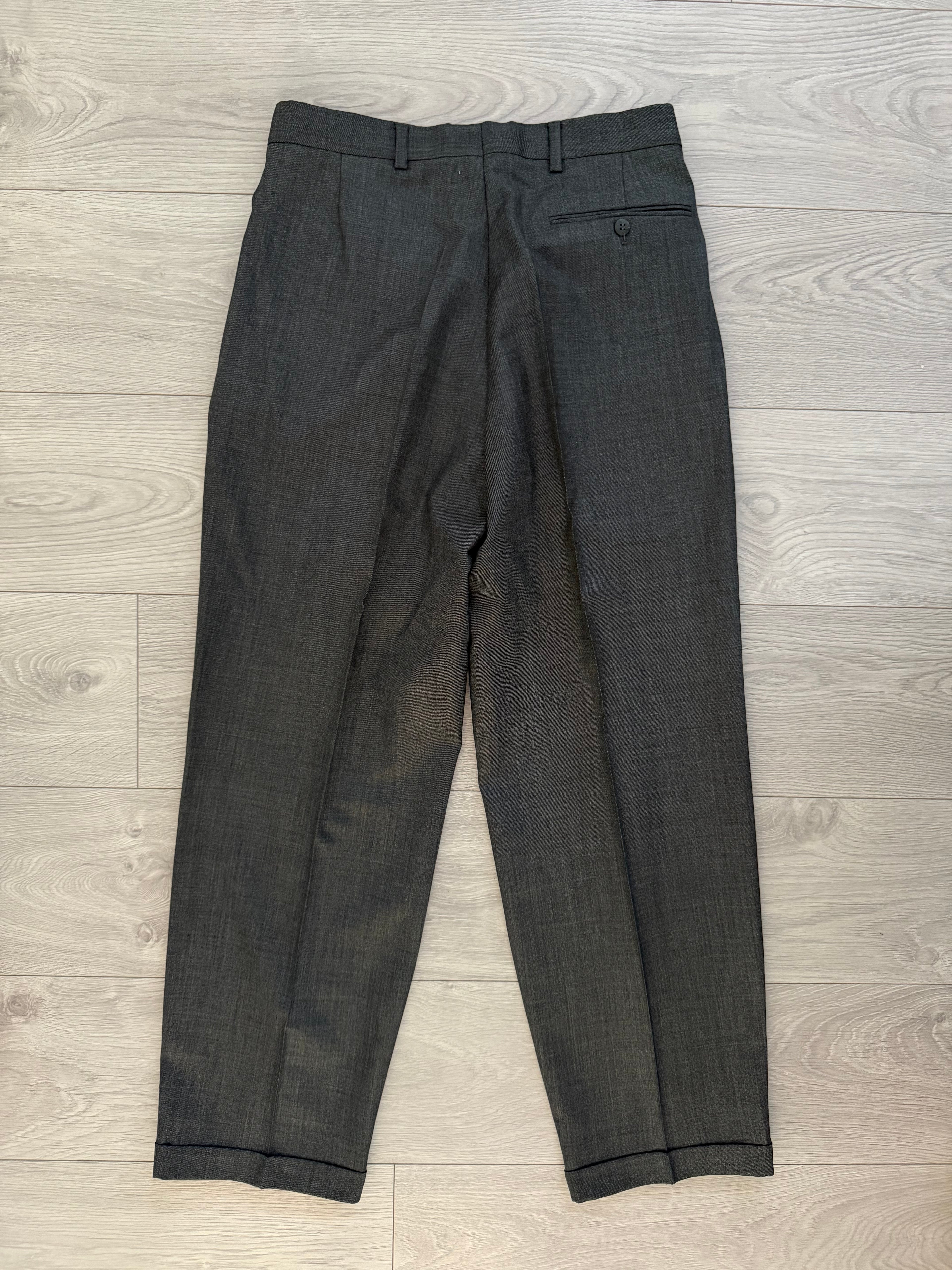 Hugo Boss 1980s 'Bassini Chicago' Peaked Lapel Double Breasted Pleated Wool Cashmere Suit - Size S Jacket / 30" Waist