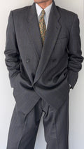 Giorgio Armani Mani 1980s Peaked Lapel Double Breasted Wool Suit Grey - Size L Jacket / 33" Waist
